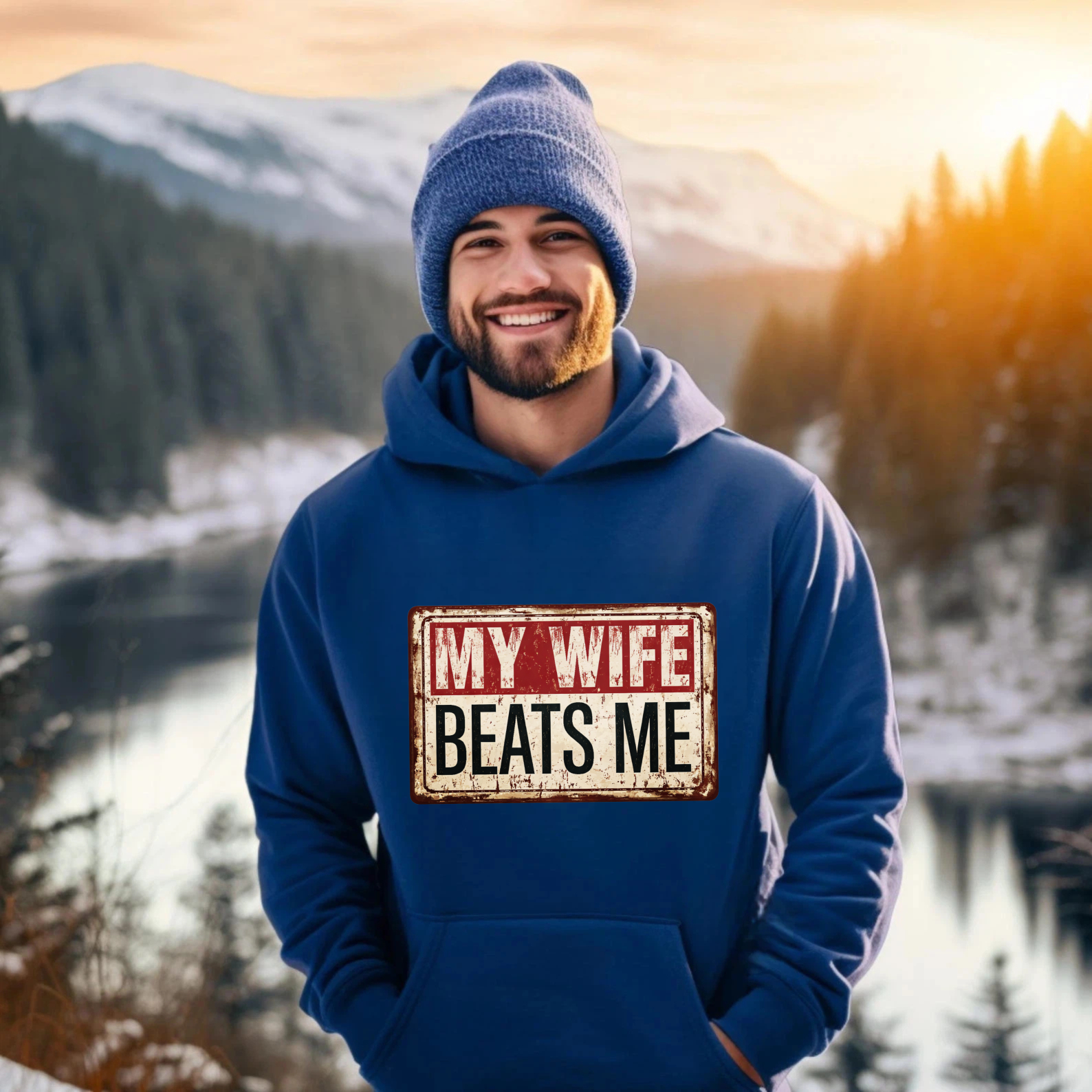 TEECURENT Gildan My Wife Beats Me Hoodie Funny Couple Shirt For Men Women Gift Sweatshirt Casual Wear