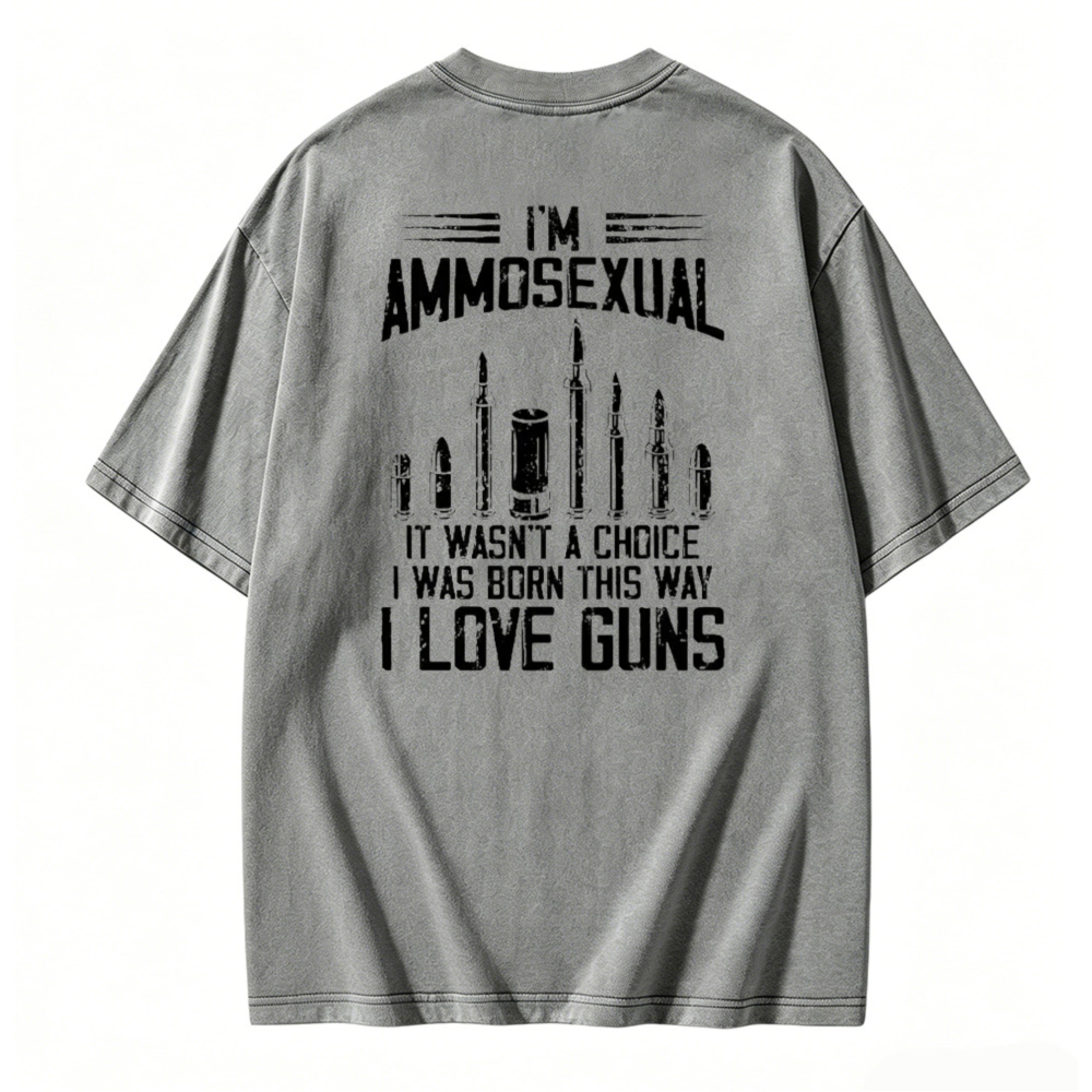 Ammosexual I Love Guns Bullet Graphic Washed T-shirt