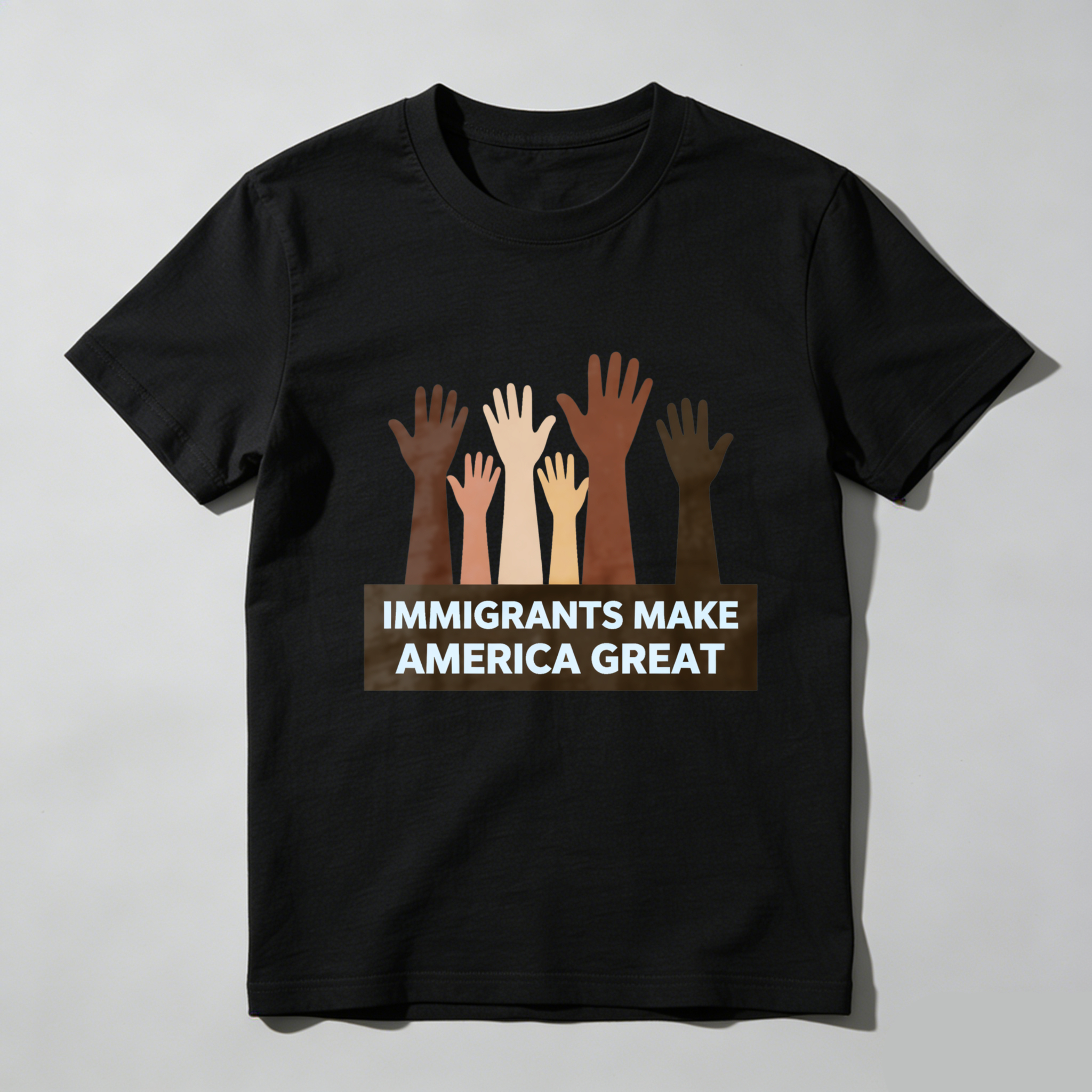 TEECURENTImmigrants Make America Great T Shirt With Multicultural Hands Design For Diversity And Inclusion Awareness-TeeCurent