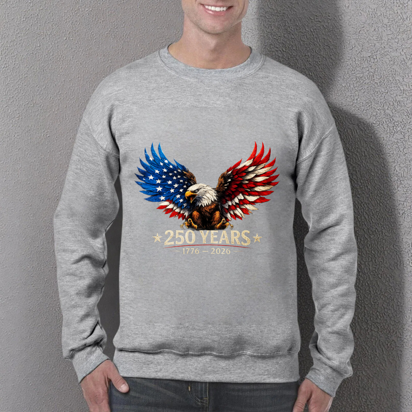 American Eagle 250 Years Independence Day Usa Flag Sweatshirt 1776 2026 Patriotic Crewneck Pullover Shirt For Men Women