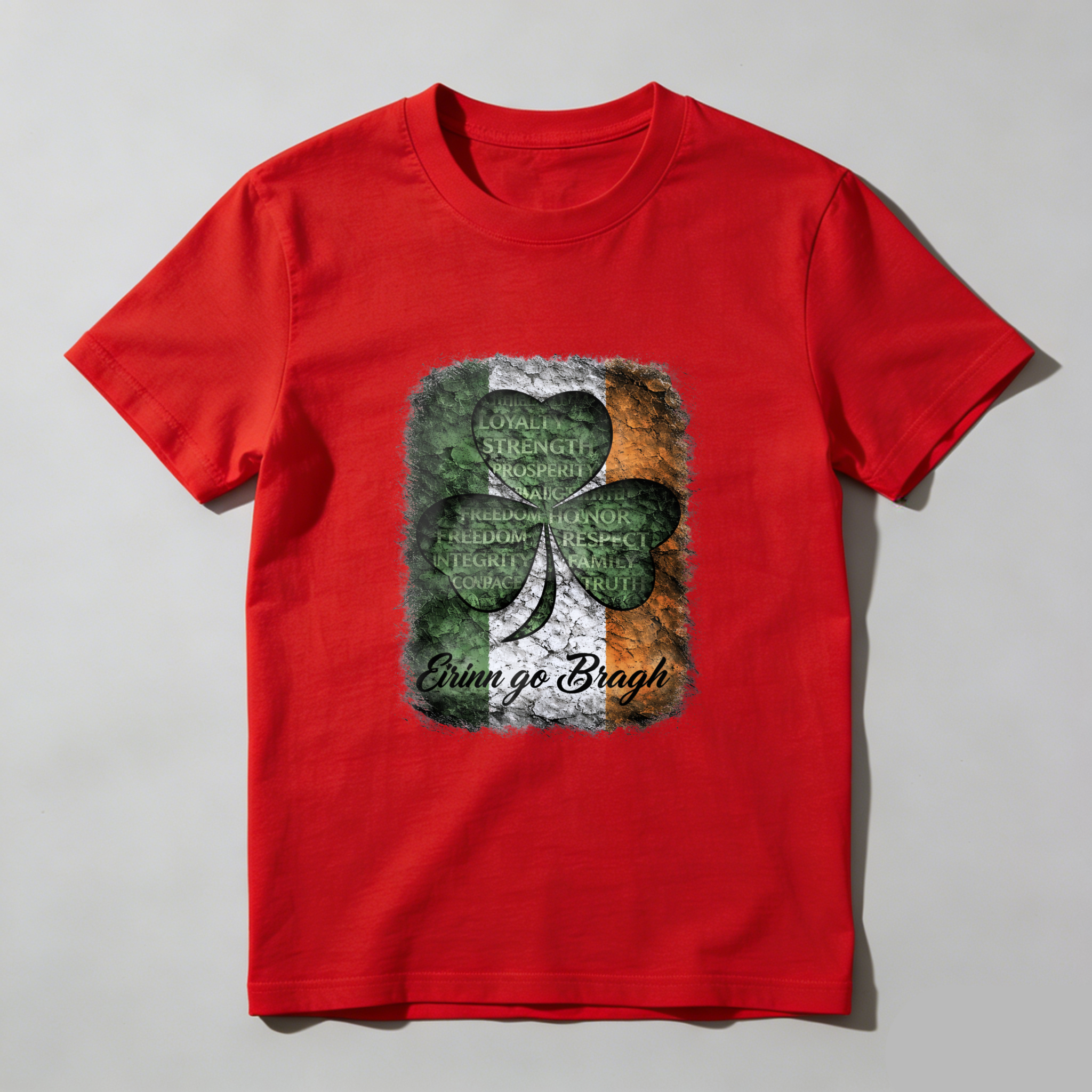 TEECURENT Irish Shamrock Flag T-Shirt With Erin Go Bragh And Irish Values Design For St Patrick's Day And Irish Pride