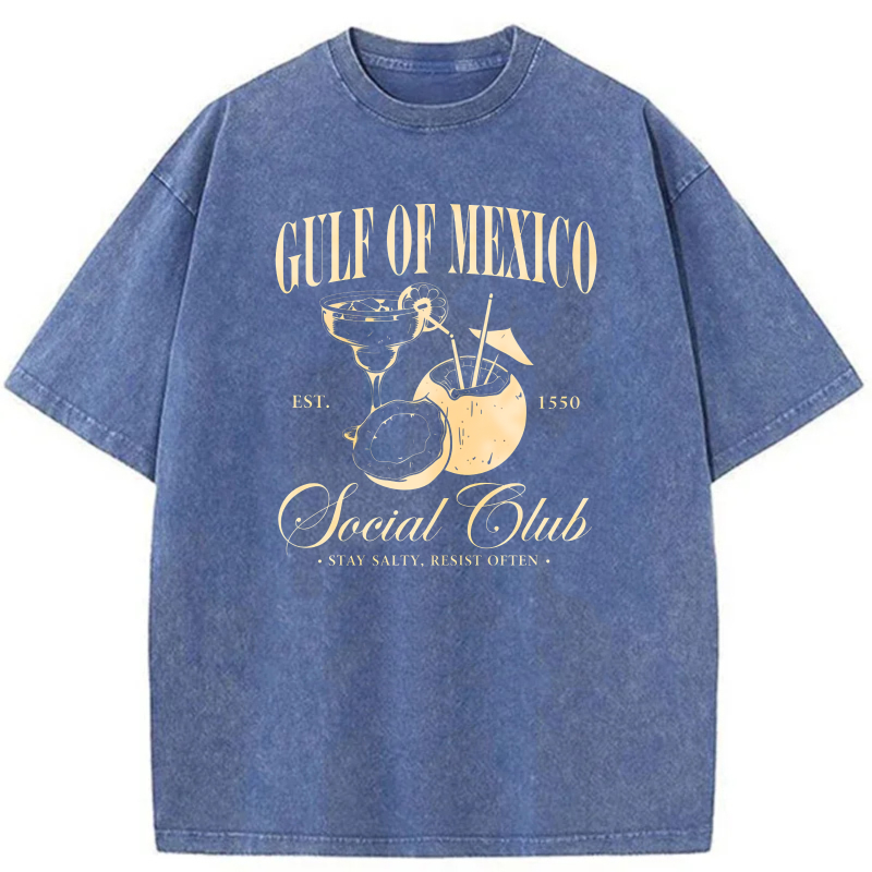 Gulf Of Mexico Social Club Cocktail Design tshirt 100% cotton