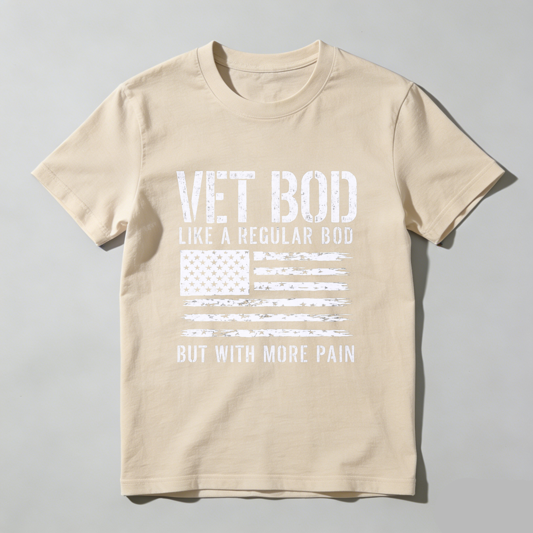 Vet Bod Like A Regular Bod But With More Pain American Flag T-Shirt Made In Usa