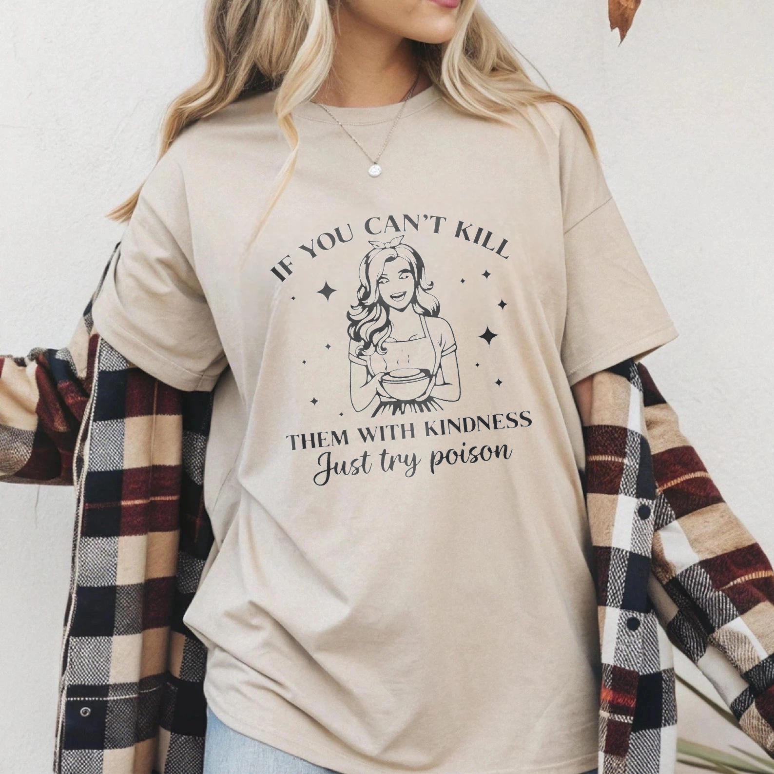 TEECURENT If You Cant Kill Them With Kindness Just Try Poison Witch T Shirt WOMEN