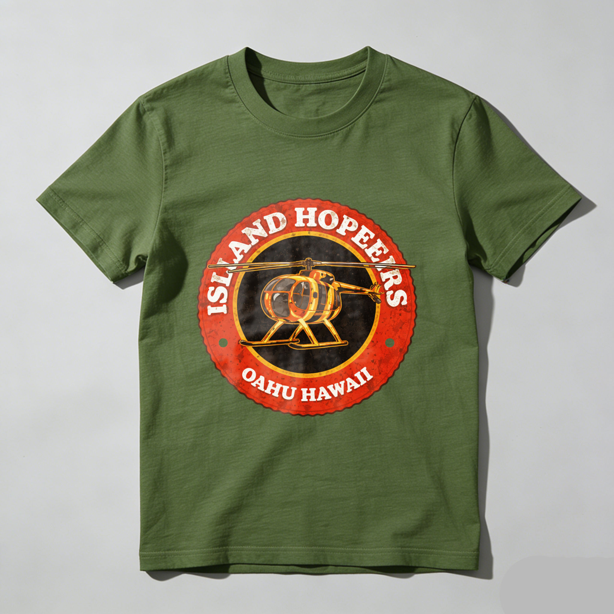 Island Hoppers Oahu Hawaii Helicopter Tour T-Shirt Black
