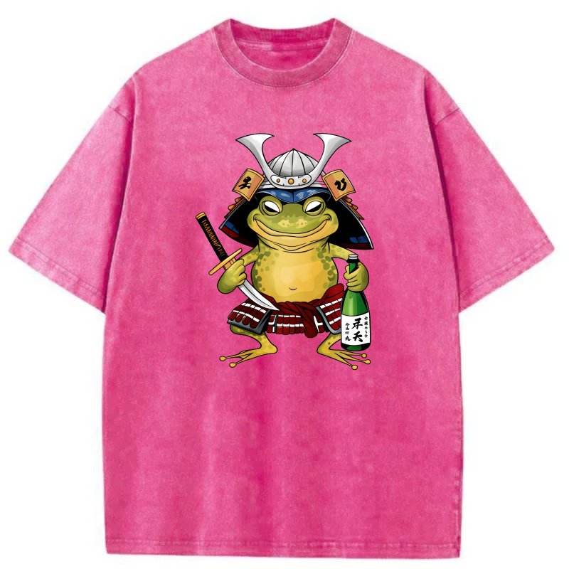 Frog Samurai With Sword And Sake Bottle tshirt 100% cotton