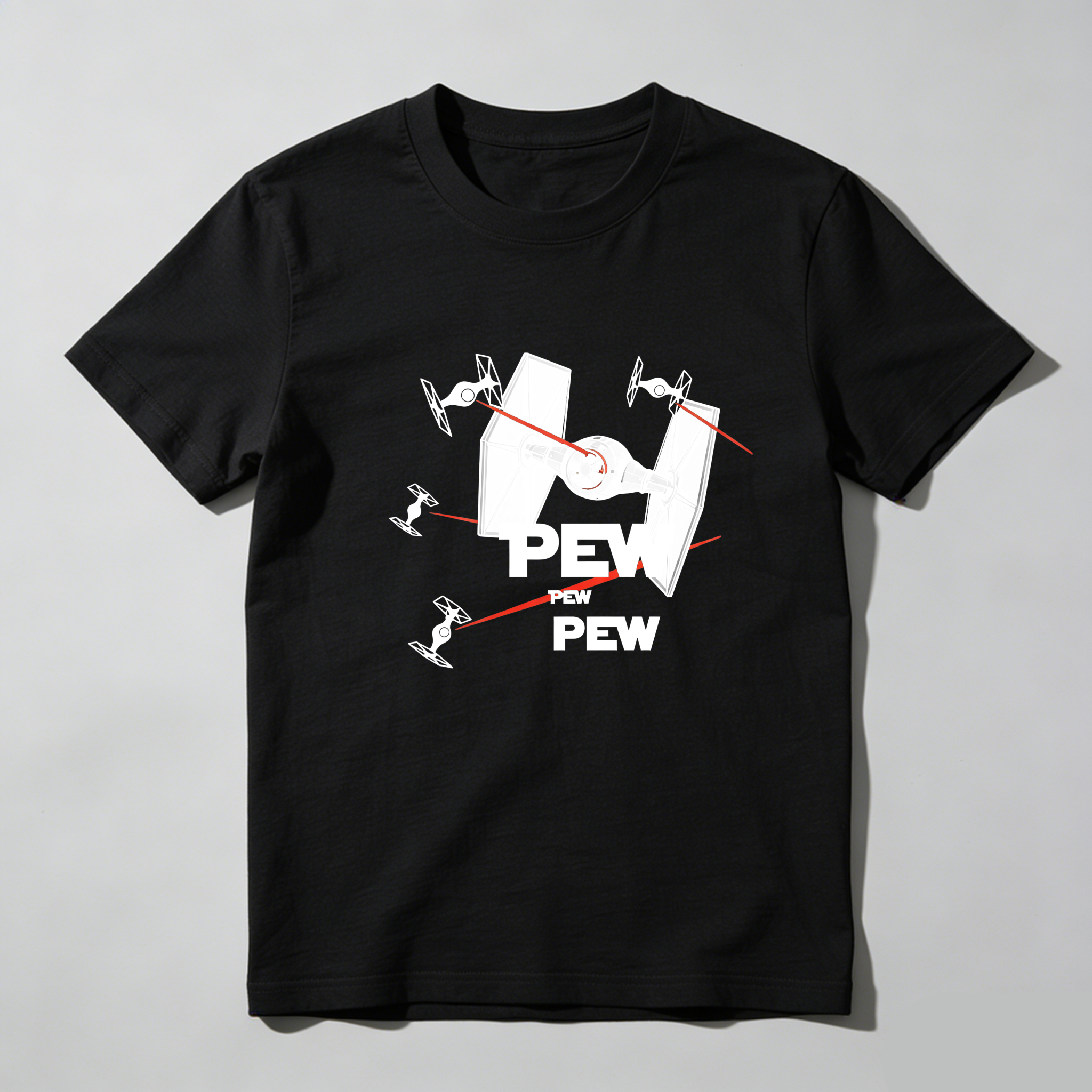 TEECURENT Star Wars Fighter Pew Pew Pure Cotton Short Sleeve T Shirt-TeeCurent