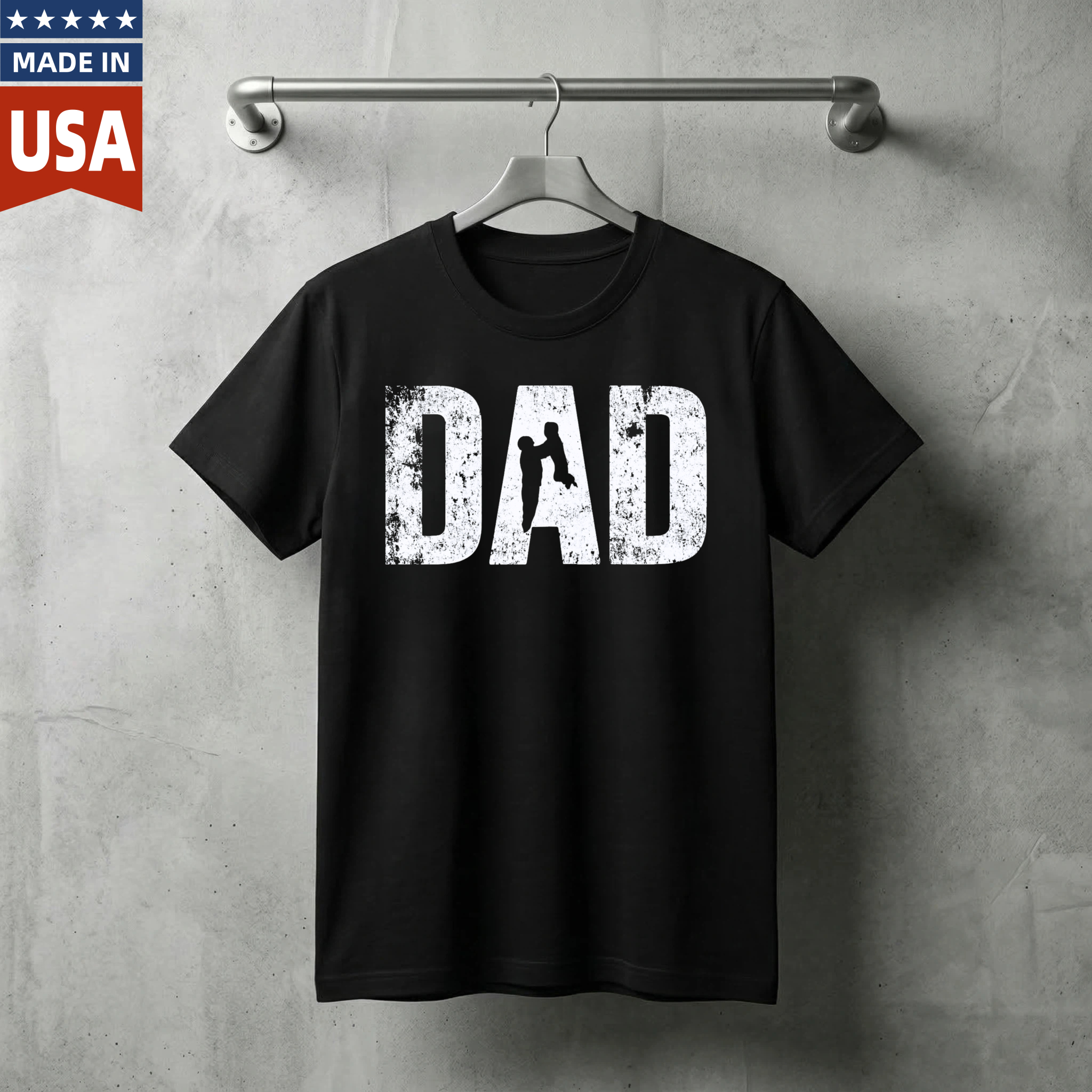 Dad T Shirt Made In Usa Black Cotton Tee For Fathers Day Gift Men's Casual Wear