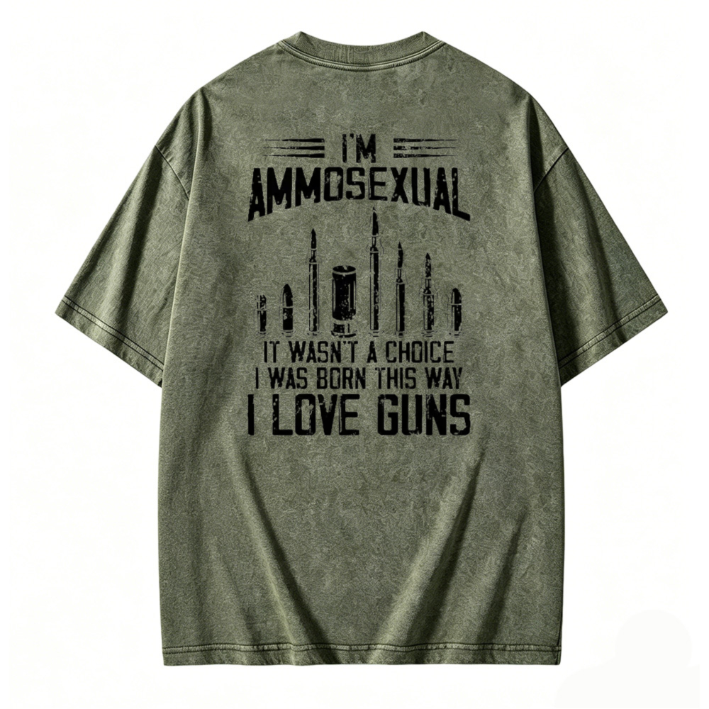 Ammosexual I Love Guns Bullet Graphic Washed T-shirt