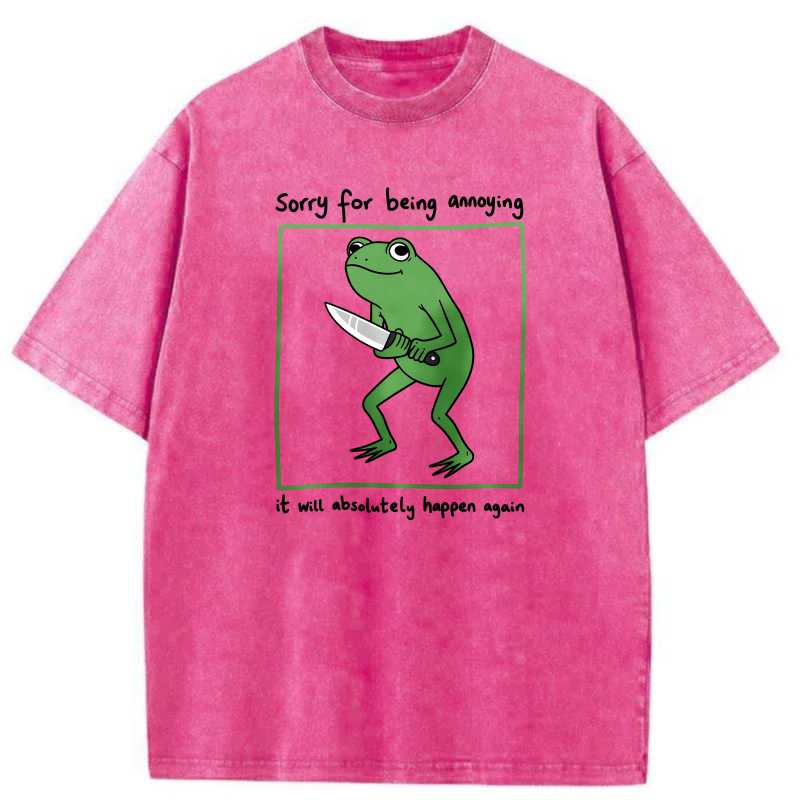 Frog Holding Knife Sorry For Being Annoying tshirt 100% cotton
