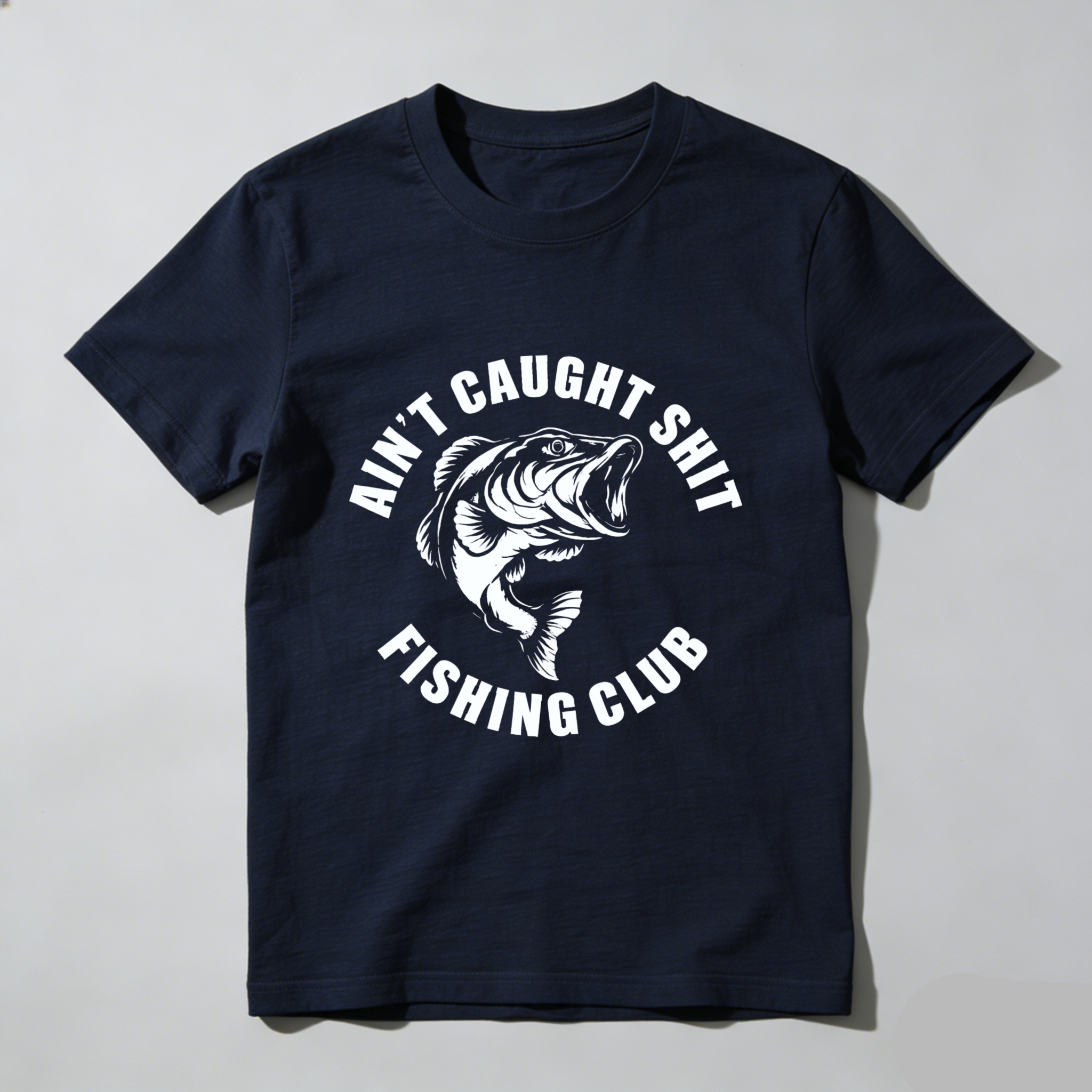 TEECURENT Aint Caught Shit Fishing Club T-Shirt Black Men's Casual Graphic Tee Fish Design Funny Fishing Humor Apparel WOMEN