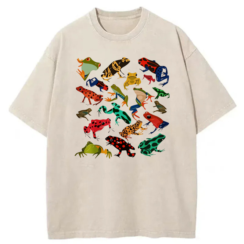 Colorful Frog Pattern Print Design tshirt 100% cotton