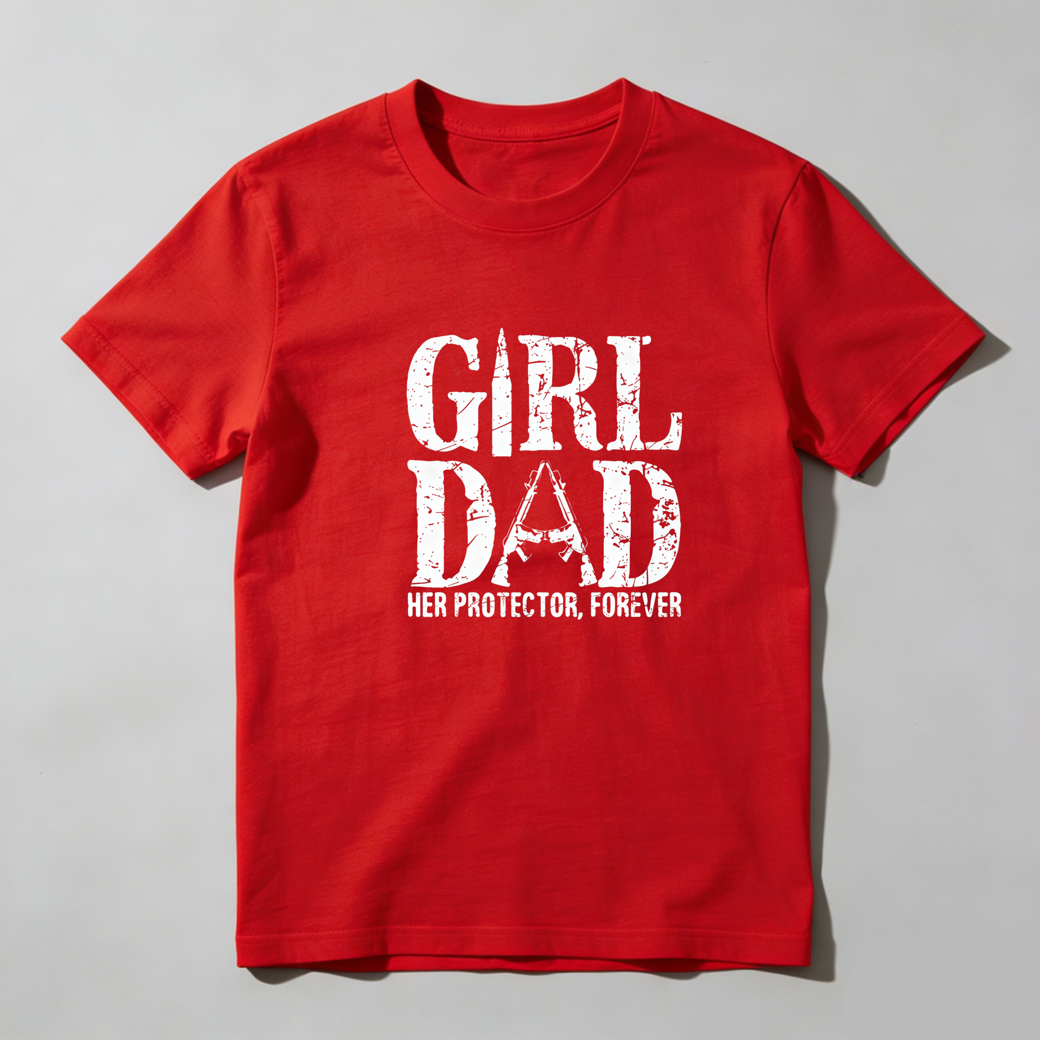 TEECURENT Girl Dad Her Protector Forever Pure Cotton Short Sleeve T Shirt-TeeCurent