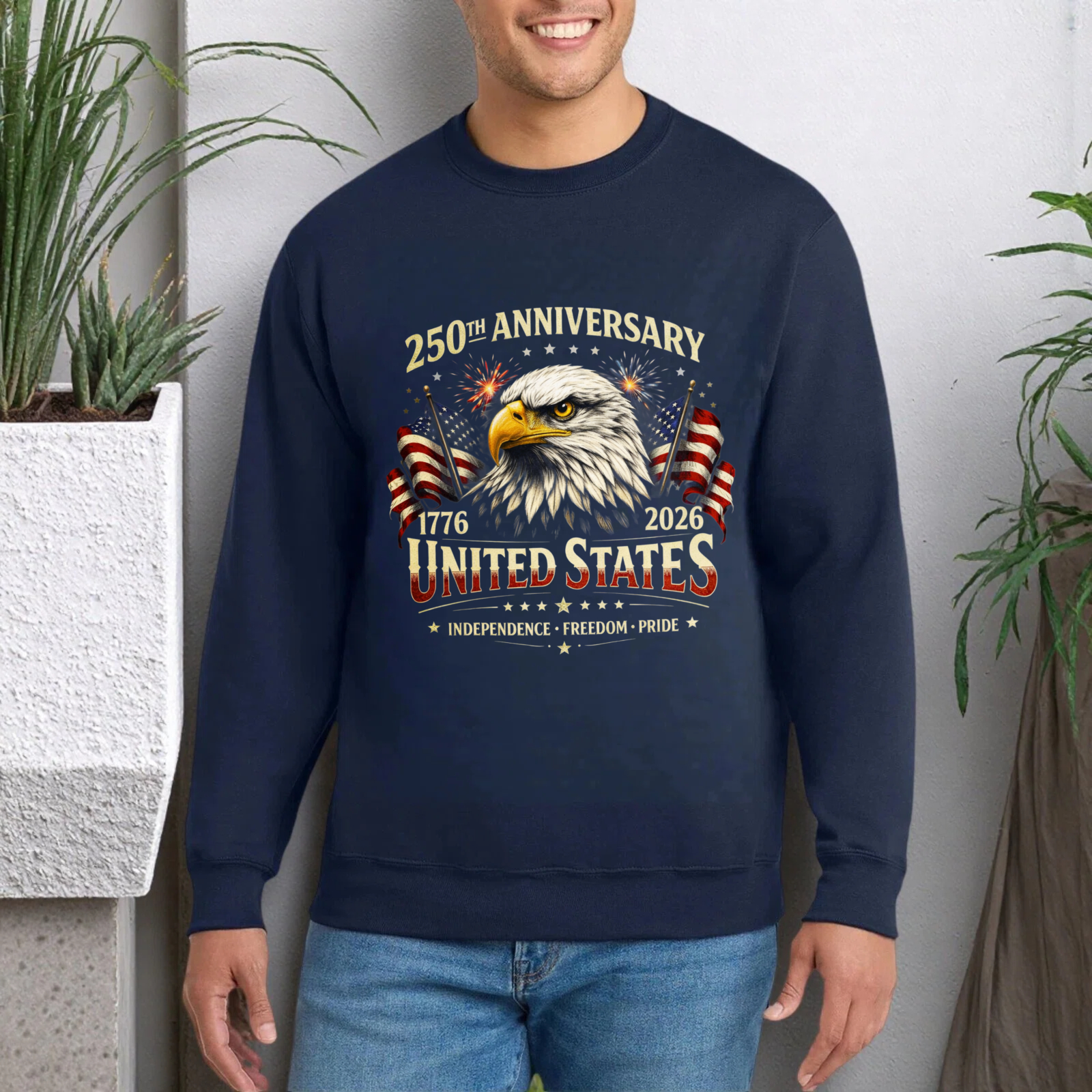 250th Anniversary United States 1776 2026 Independence Freedom Pride Eagle American Flag Sweatshirt