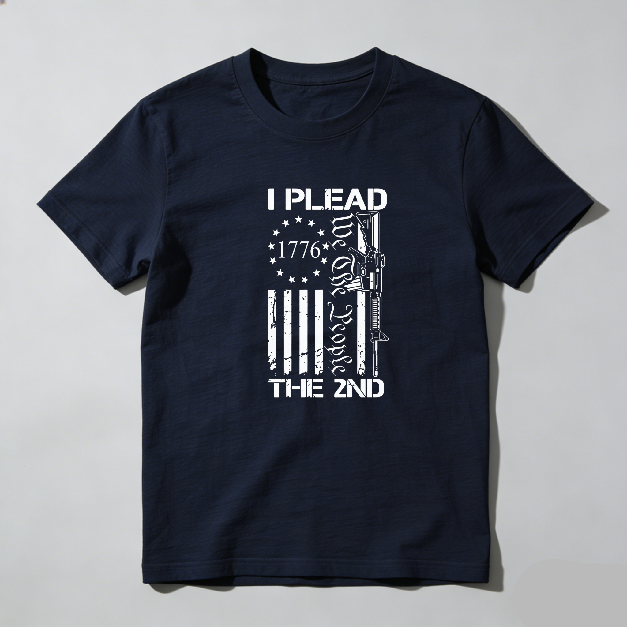 TEECURENT I Plead The 2nd Amendment Flag Gun 1776 Pure Cotton Short Sleeve T Shirt-TeeCurent
