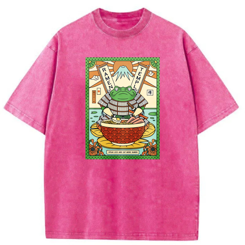 Frog In Bowl With Mount Fuji Background tshirt 100% cotton