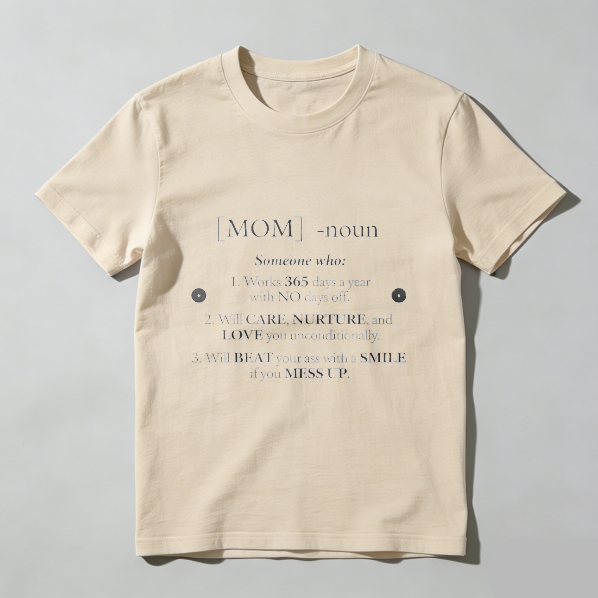 TEECURENT Mom Definition T Shirt Funny Mother Day Gift For Mom Women Humor Shirt With Love And Care Message Black Cotton Tee WOMEN