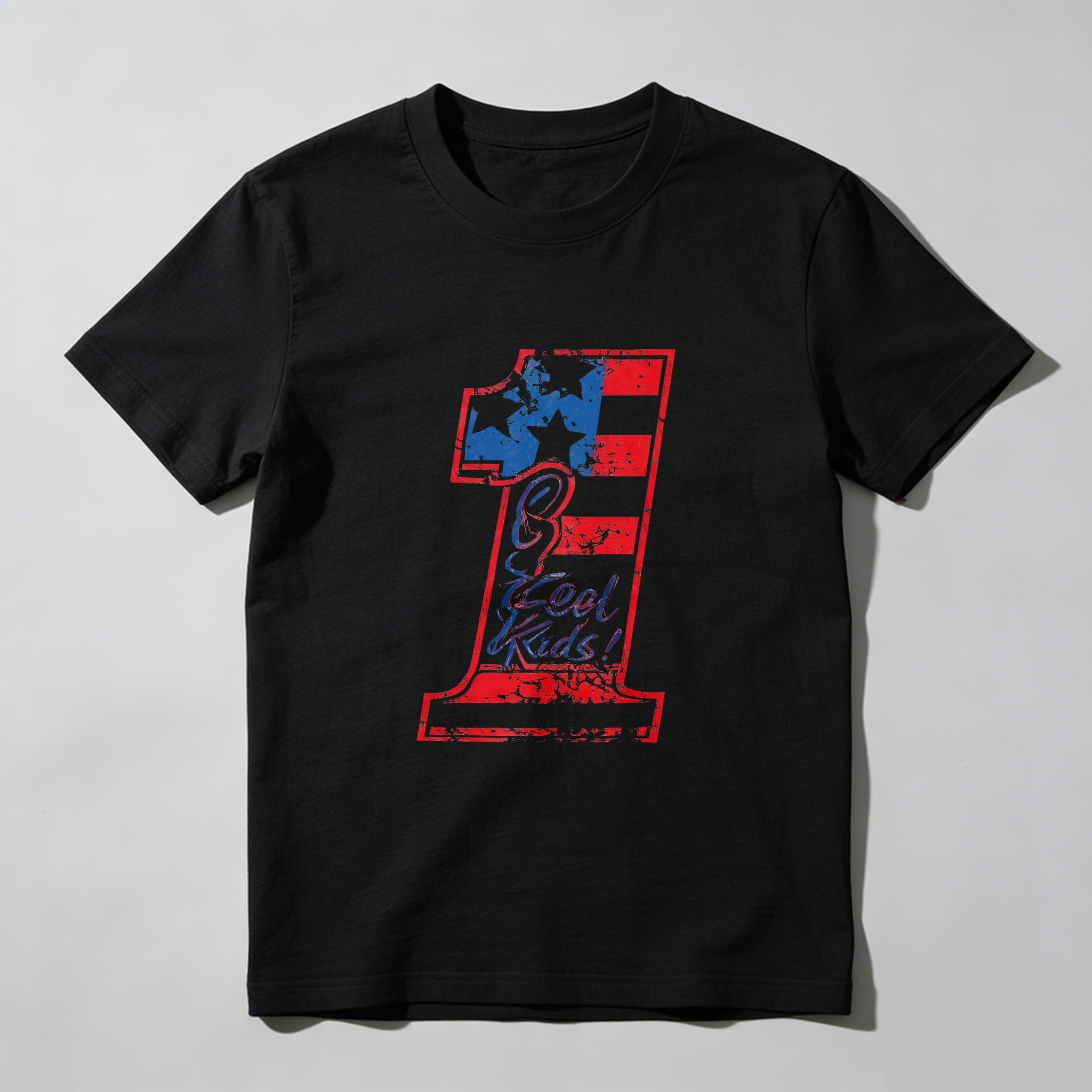 Cool Kids Number One American Flag Design T Shirt Made In Usa