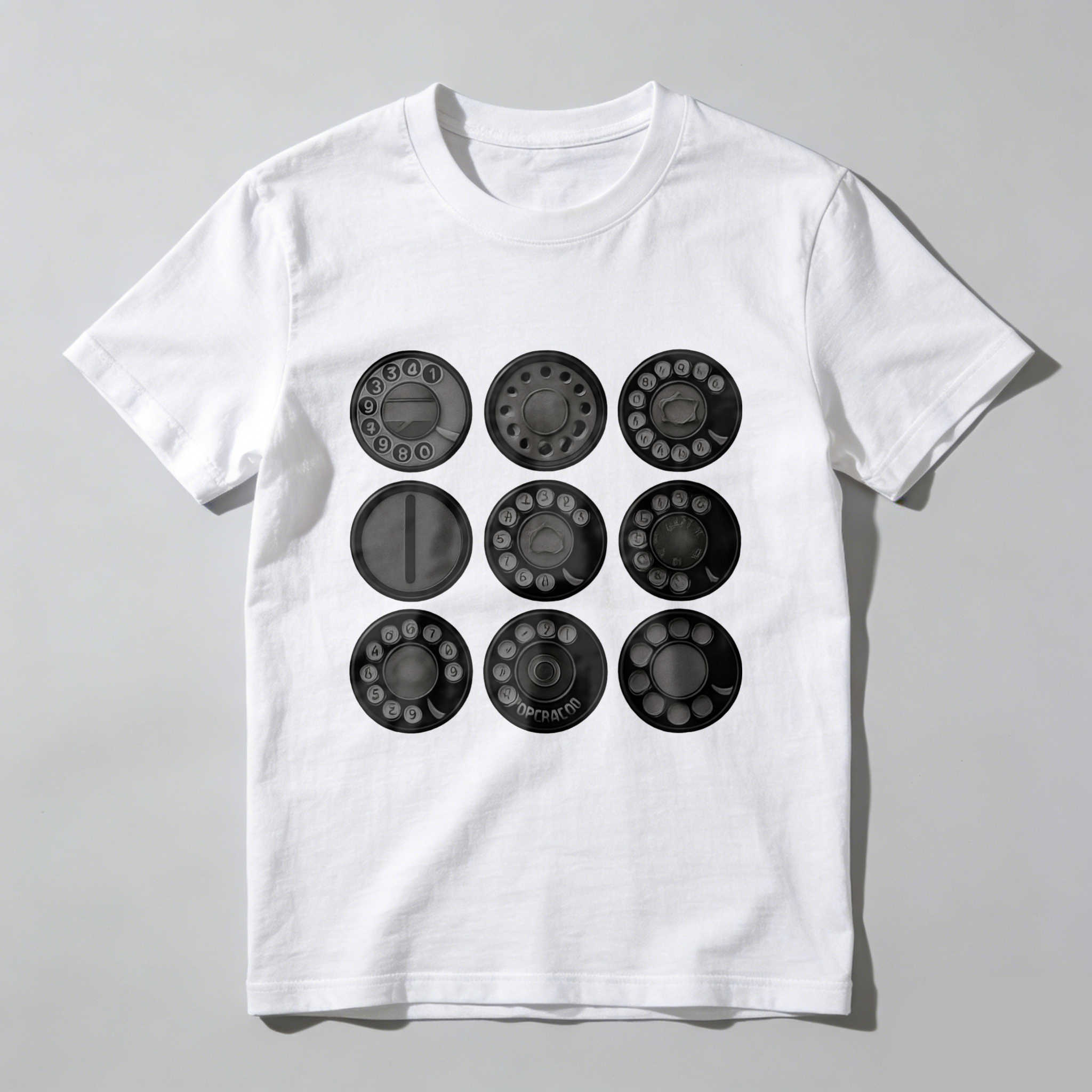 Made In Usa Black T Shirt With Nine White Circles Graphic Design Minimalist Style Unisex Casual Wear