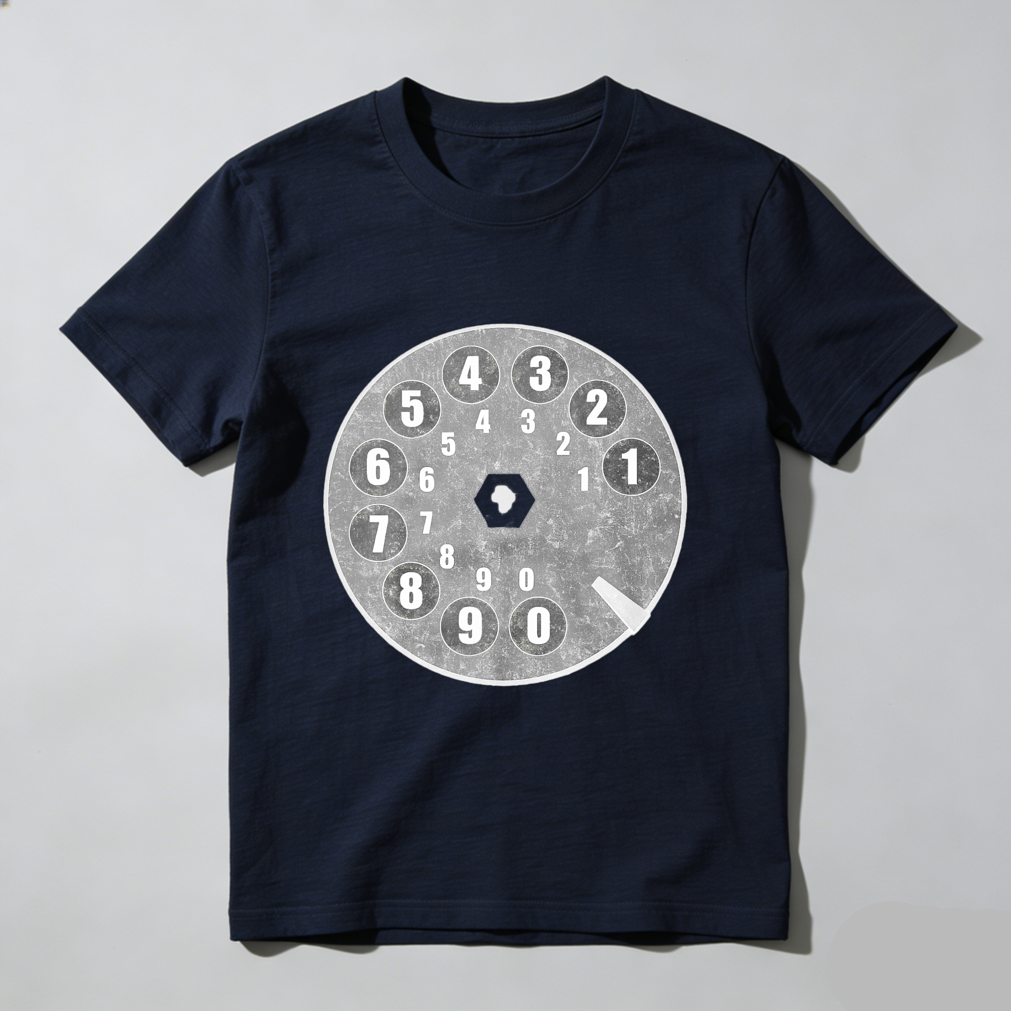 Retro Telephone Dial Design Black T Shirt Made In Usa