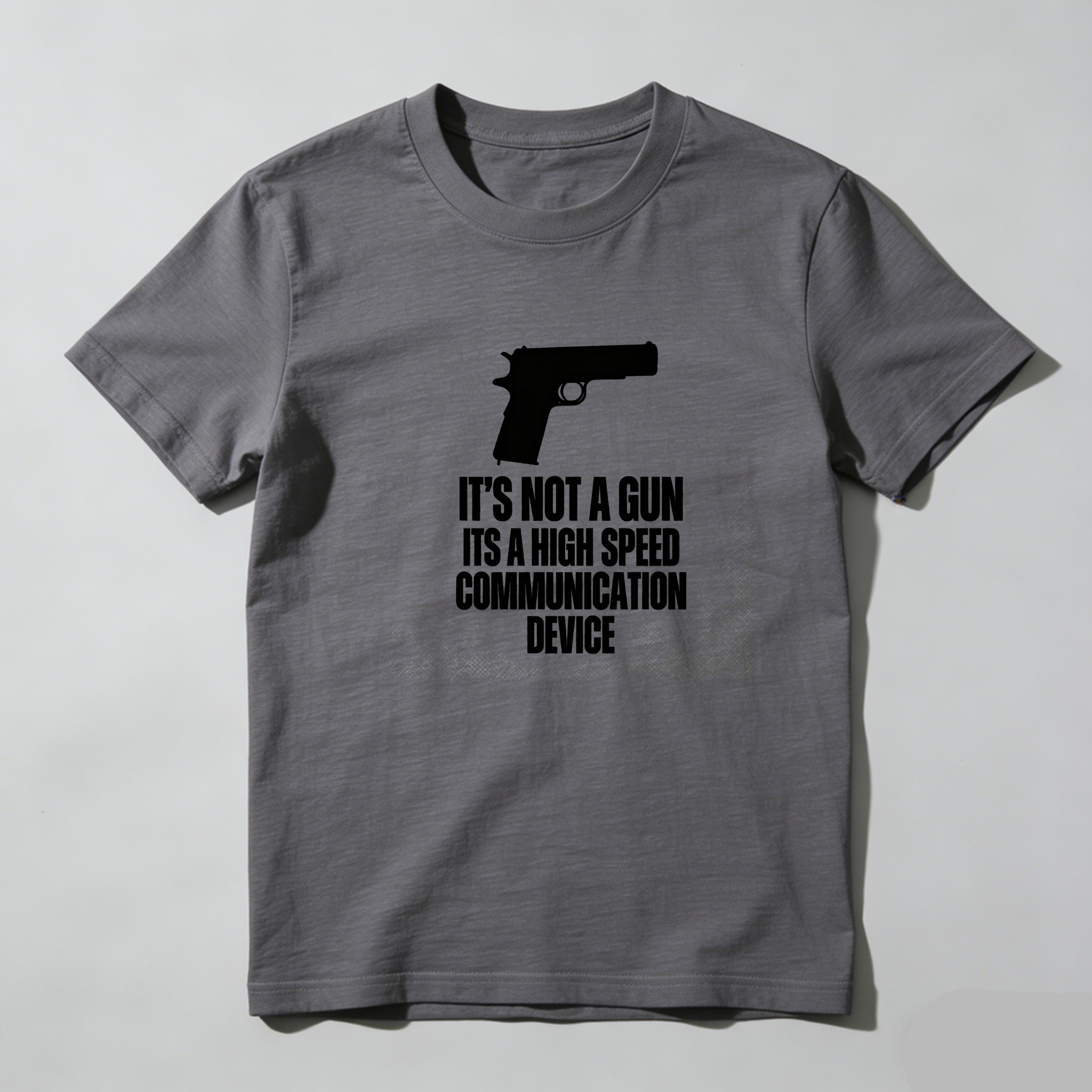 TEECURENT Its Not A Gun Its A High Speed Communication Device Pure Cotton Short Sleeve T-Shirt-TeeCurent