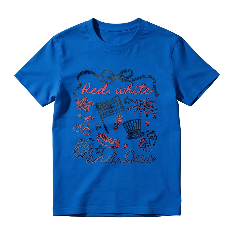 Red White And Due Patriotic American Flag Fireworks Hot Dog Cherry Hat Footprint Stars Unisex Classic T-shirt
