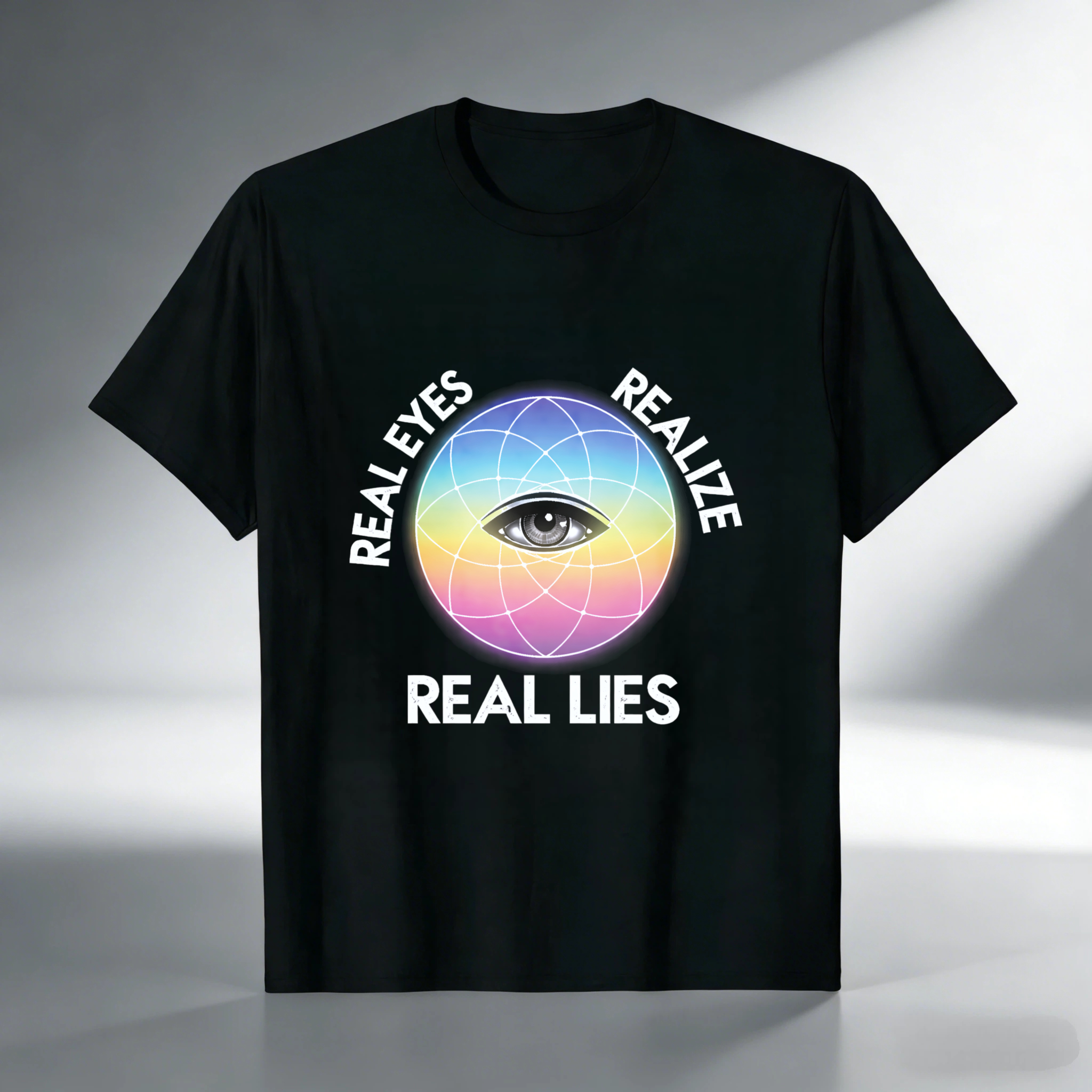 TEECURENT  Real Eyes Realize Real Lies Eye Globe Pattern TEECURENT