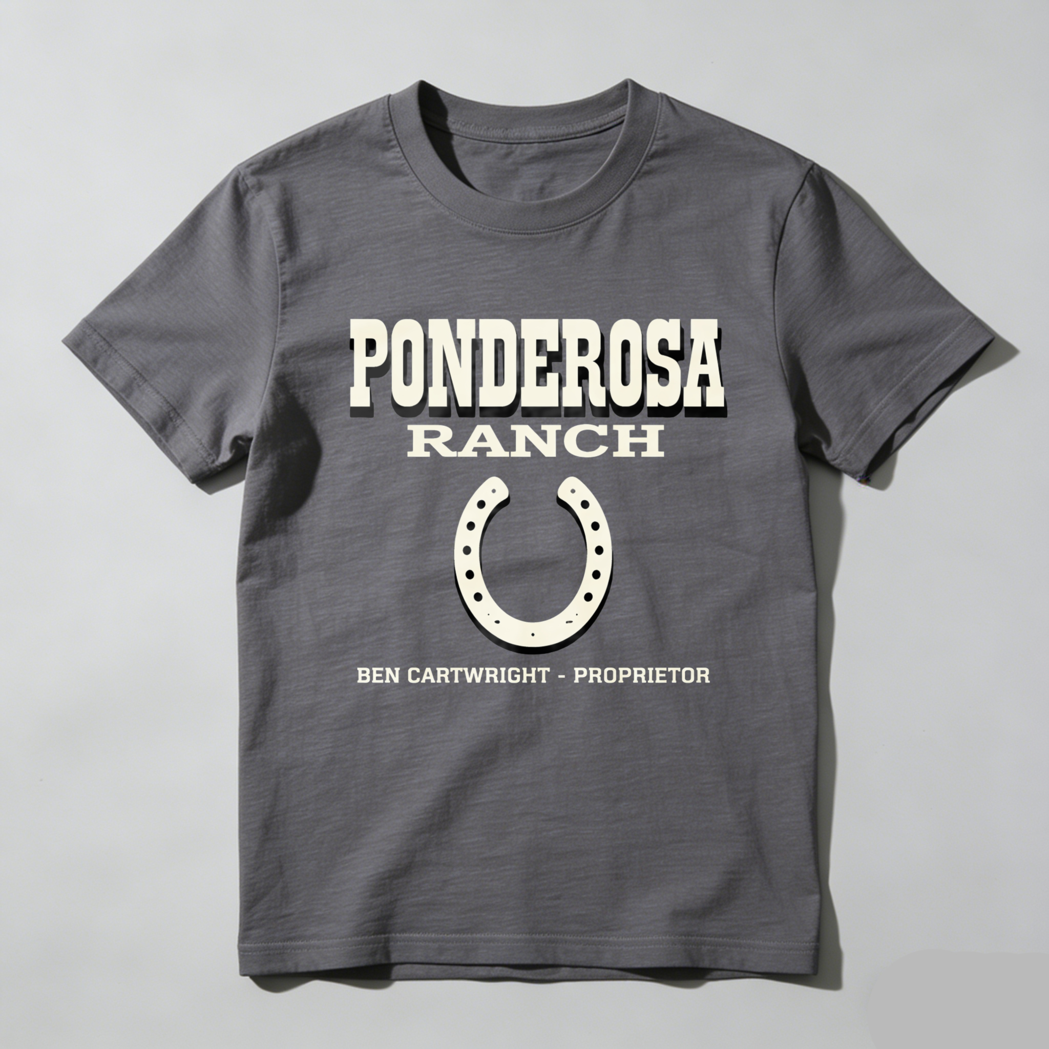 TEECURENTPonderosa Ranch T-Shirt Ben Cartwright Proprietor Western Cowboy Shirt Black Cotton Tee-TeeCurent