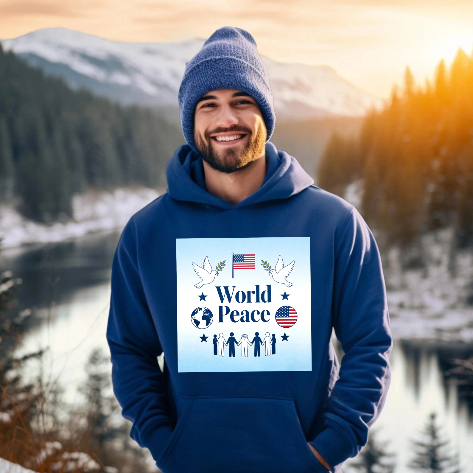 TEECURENT World Peace Usa Flag Dove And Globe Design Hoodie For Men Women Unisex Sweatshirt With American Patriotism And Unity Theme