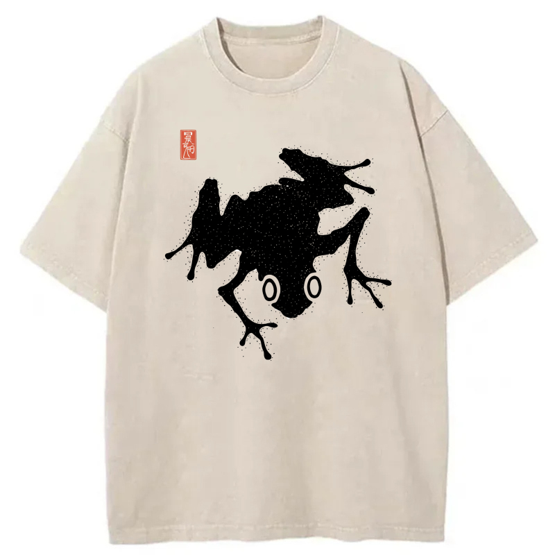 White Frog Silhouette With Red Stamp tshirt 100% cotton