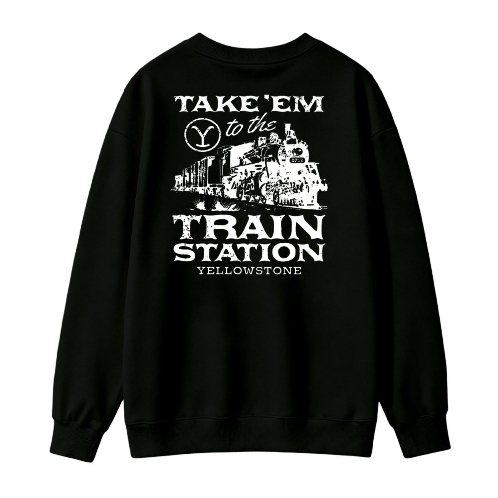 Take Em To The Train Station Yellowstone Vintage Locomotive Graphic Sweatshirt