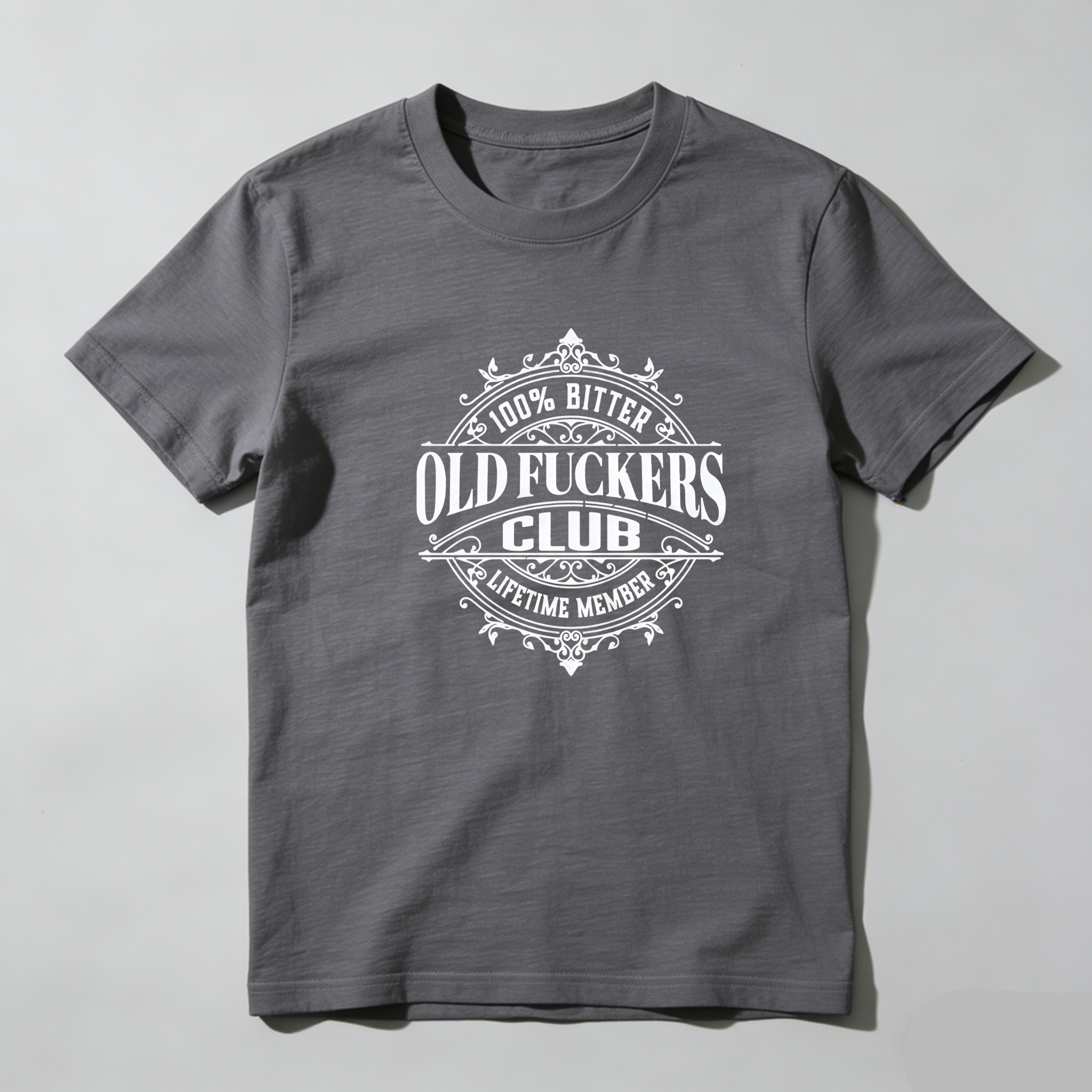 TEECURENT Old Fuckers Club Bitter Lifetime Member Pure Cotton Short Sleeve T Shirt-TeeCurent