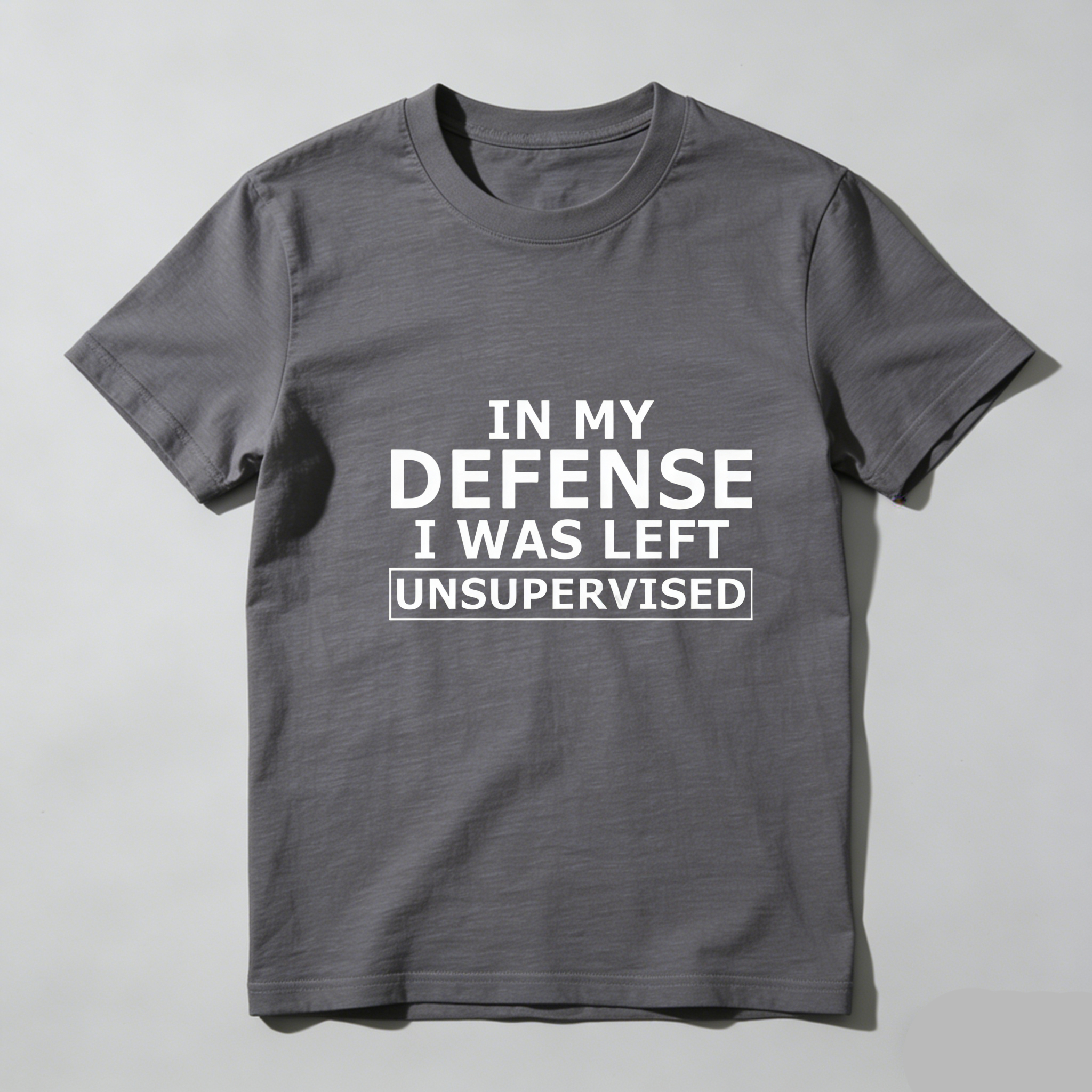 TEECURENT In My Defense I Was Left Unsupervised Pure Cotton Short Sleeve T Shirt-TeeCurent