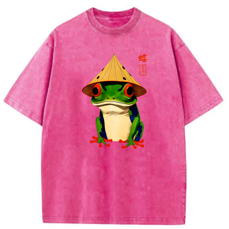 Frog Wearing Conical Hat With Red Eyes tshirt 100% cotton