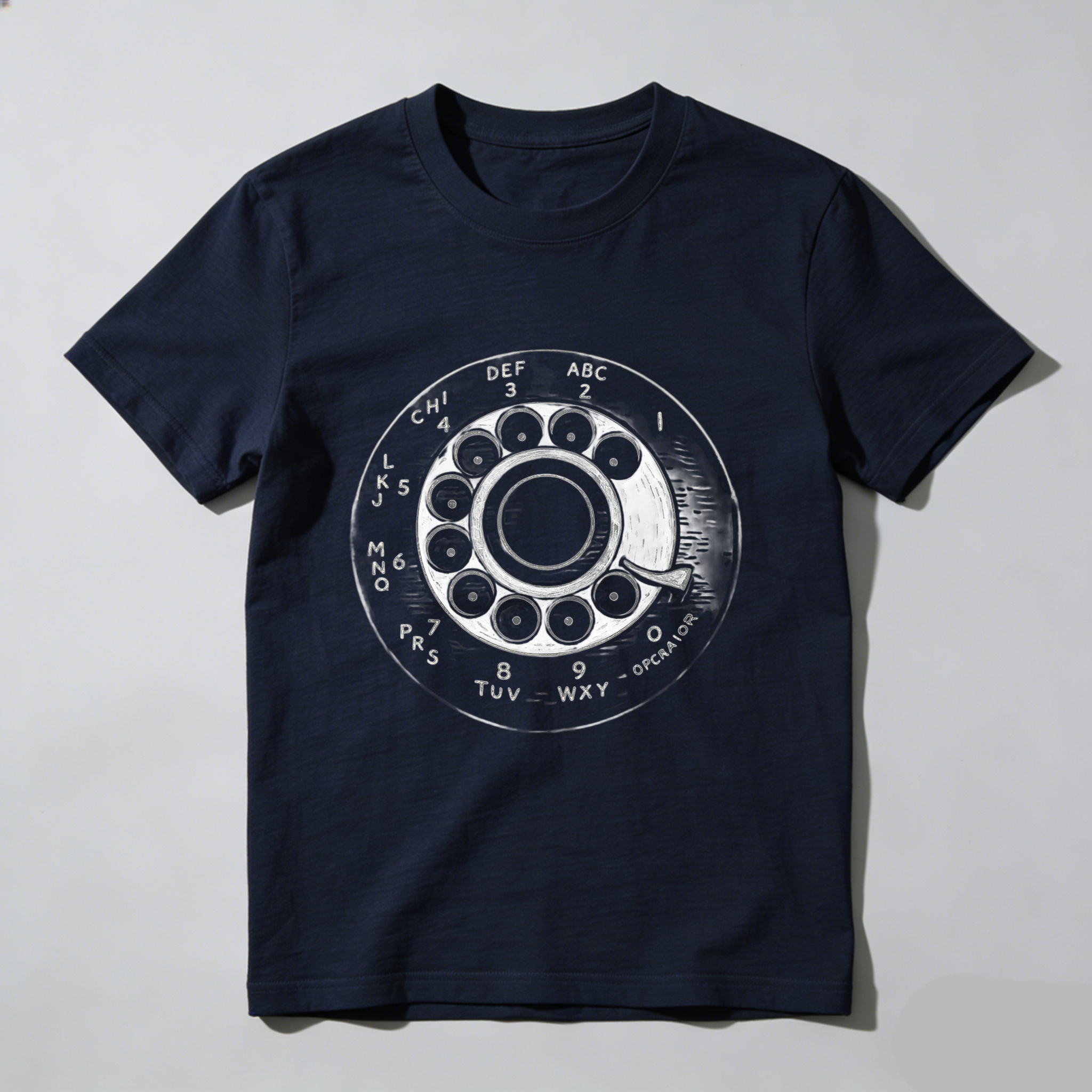 Vintage Rotary Phone Dial Design T Shirt Made In Usa Classic Retro Telephone Pattern Black Cotton Unisex Tee
