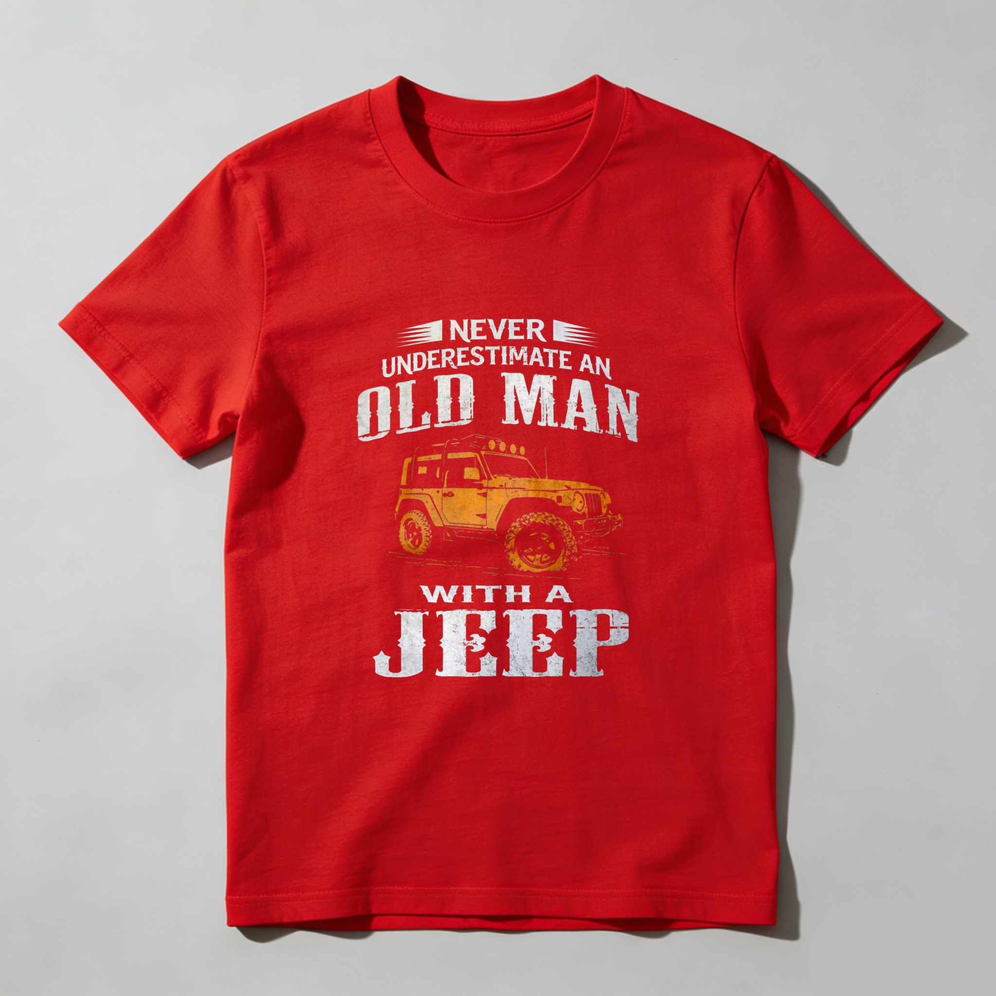 Never Underestimate An Old Man With A Jeep T-Shirt For Men Outdoor Adventure Vehicle Lover Gift Shirt