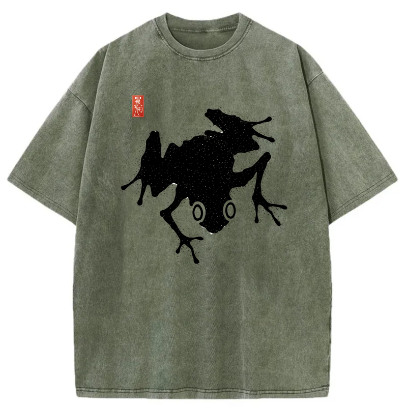 White Frog Silhouette With Red Stamp tshirt 100% cotton