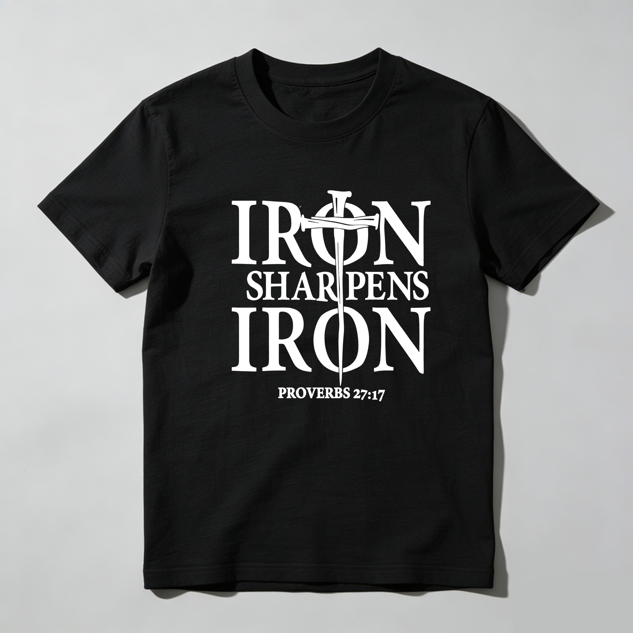 TEECURENT Iron Sharpens Iron Proverbs 2717 Pure Cotton Short Sleeve T Shirt-TeeCurent