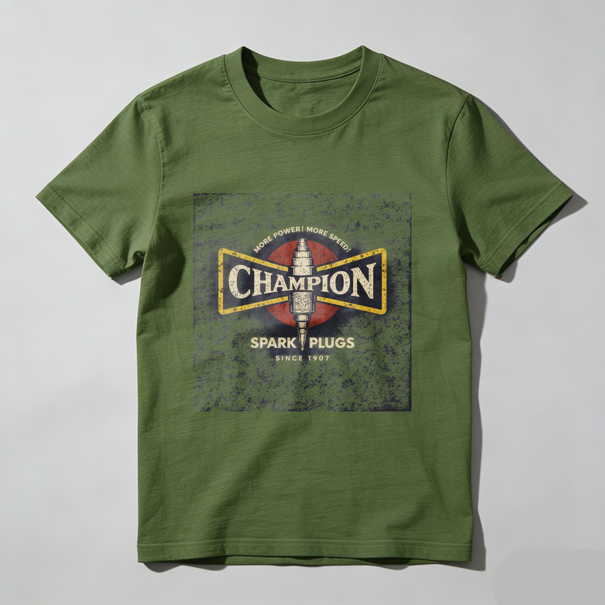 Champion Spark Plugs Vintage Logo T-Shirt Classic Black Men's Casual Wear Automotive Enthusiast Gift
