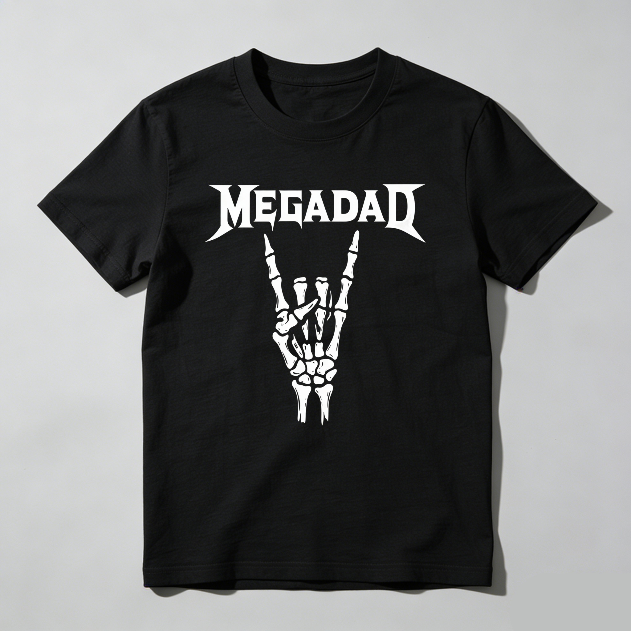 TEECURENT Megadeth Logo Skeleton Hand Pure Cotton Short Sleeve T Shirt-TeeCurent