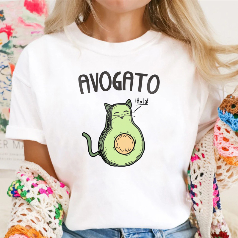 Avocado Cat With Hola Text Unisex Classic T-shirt