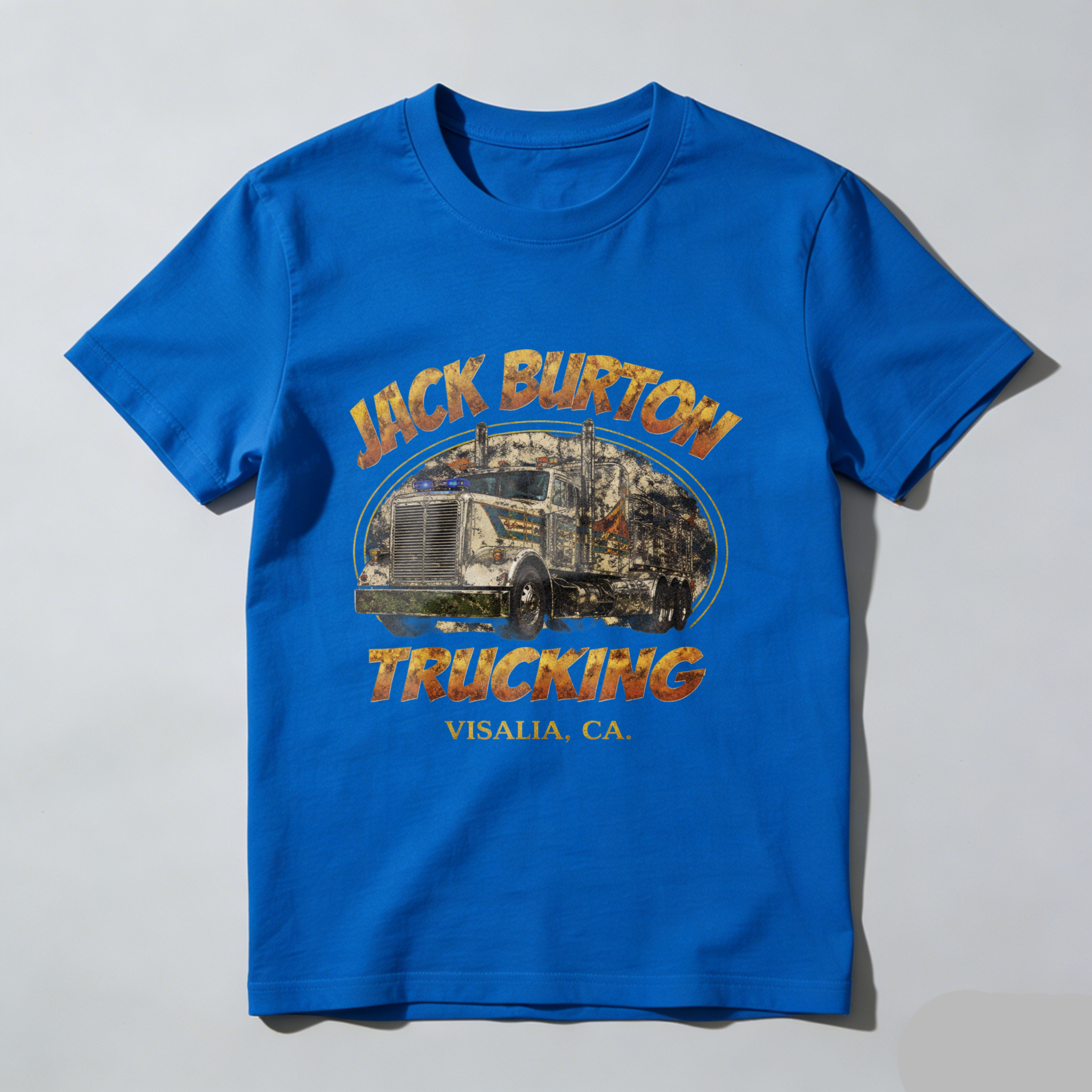 TEECURENT Jack Burton Trucking Visalia Ca T Shirt Men's Classic Fit Cotton Graphic Tee Apparel