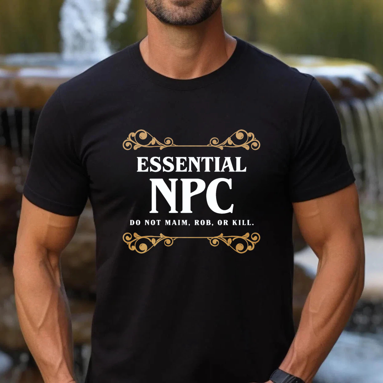 TEECURENT Essential Npc Do Not Maim Rob Or Kill T Shirt Gamer Humor Role Playing Game Rpg Costume Party Gift