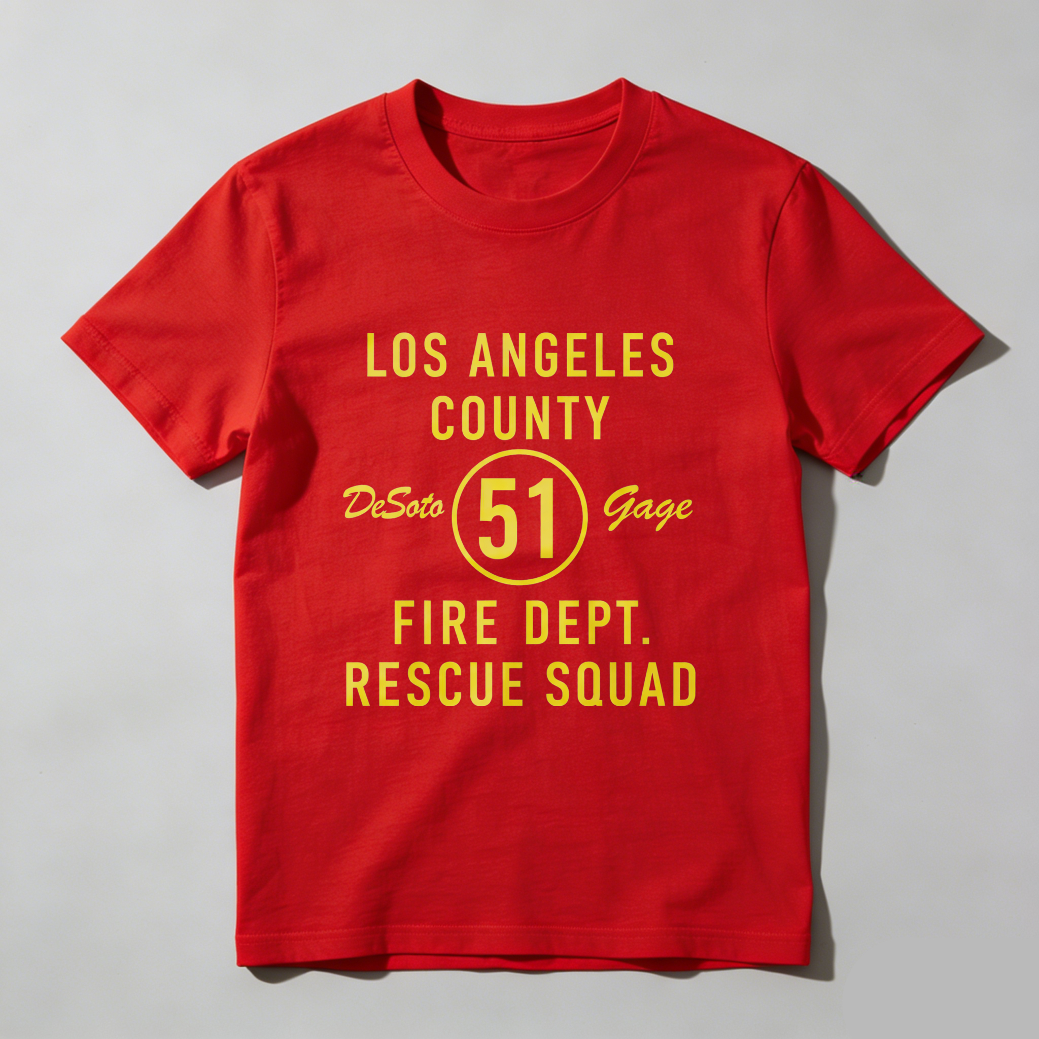 TEECURENT Los Angeles County Fire Department Rescue Squad 51 De Soto Gage T Shirt