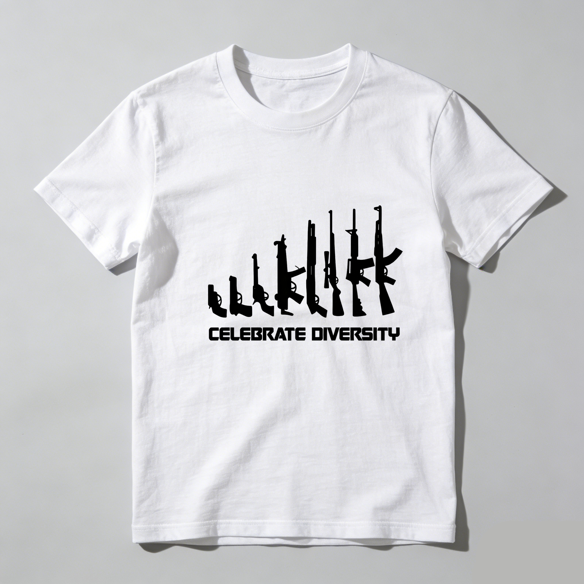 TEECURENT Celebrate Diversity Gun Silhouettes Pure Cotton Short Sleeve T Shirt-TeeCurent
