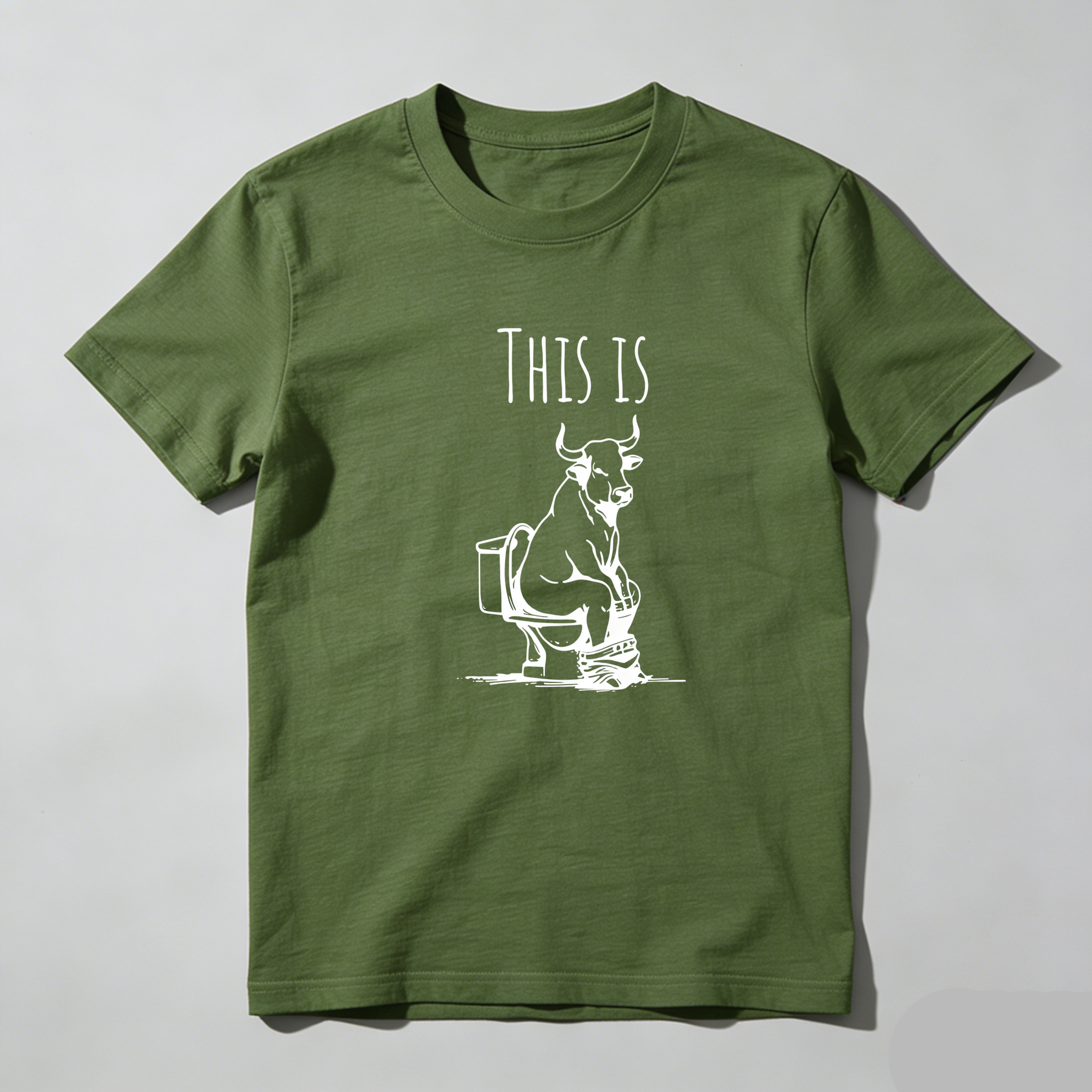 TEECURENT This Is Bull On Toilet Pure Cotton Short Sleeve T Shirt-TeeCurent