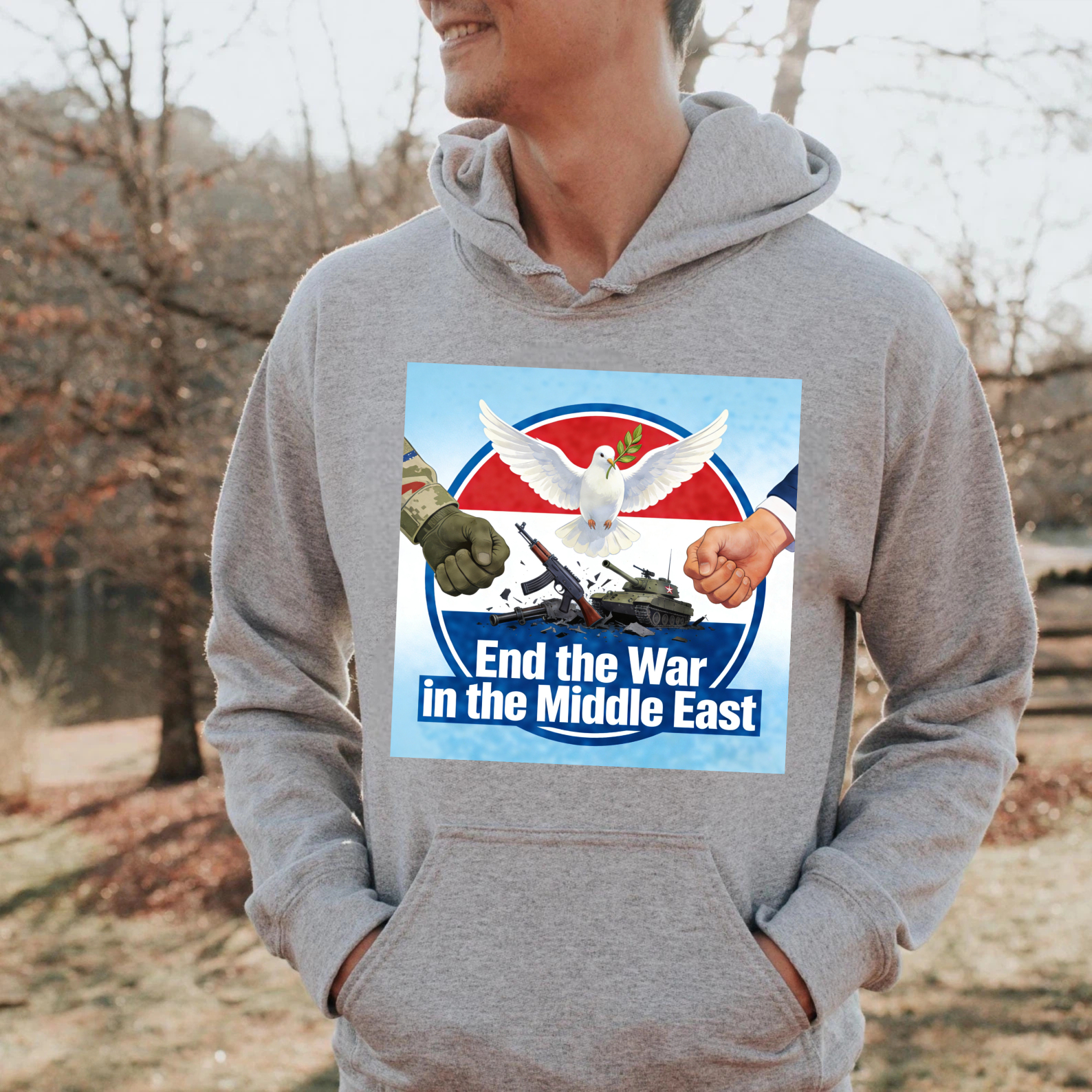 TEECURENT End The War In The Middle East Peace Dove Hoodie With Graphic Design For Peace Advocates And Humanitarian Supporters