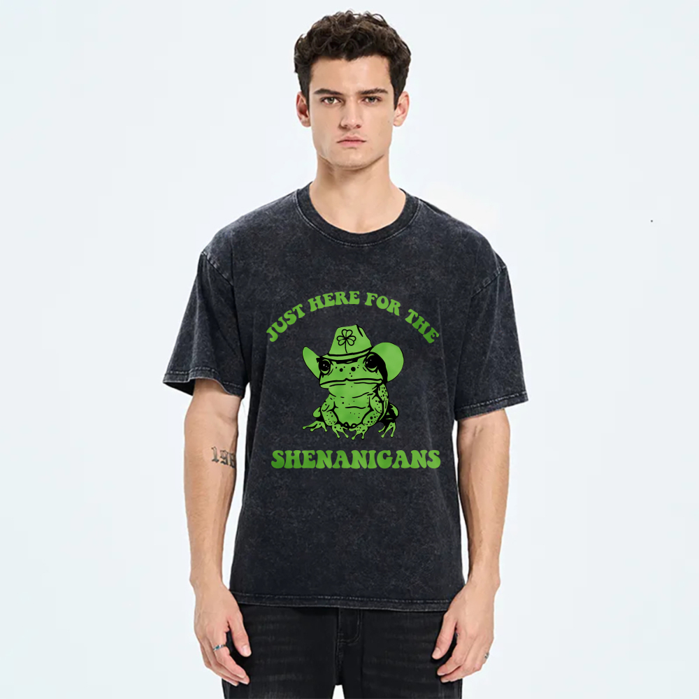 Just Here For The Shenanigans Frog tshirt 100% cotton