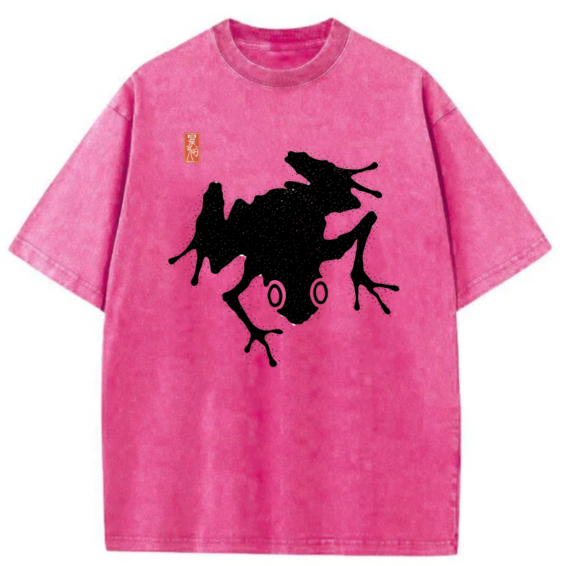 White Frog Silhouette With Red Stamp tshirt 100% cotton