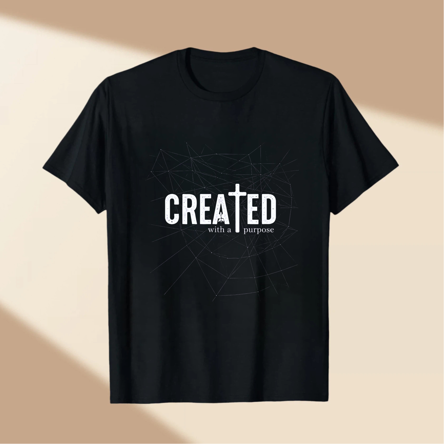 TEECURENT Created With A Purpose Christian T Shirt Faith Inspired Design For Men And Women Black宗教T恤 WOMEN